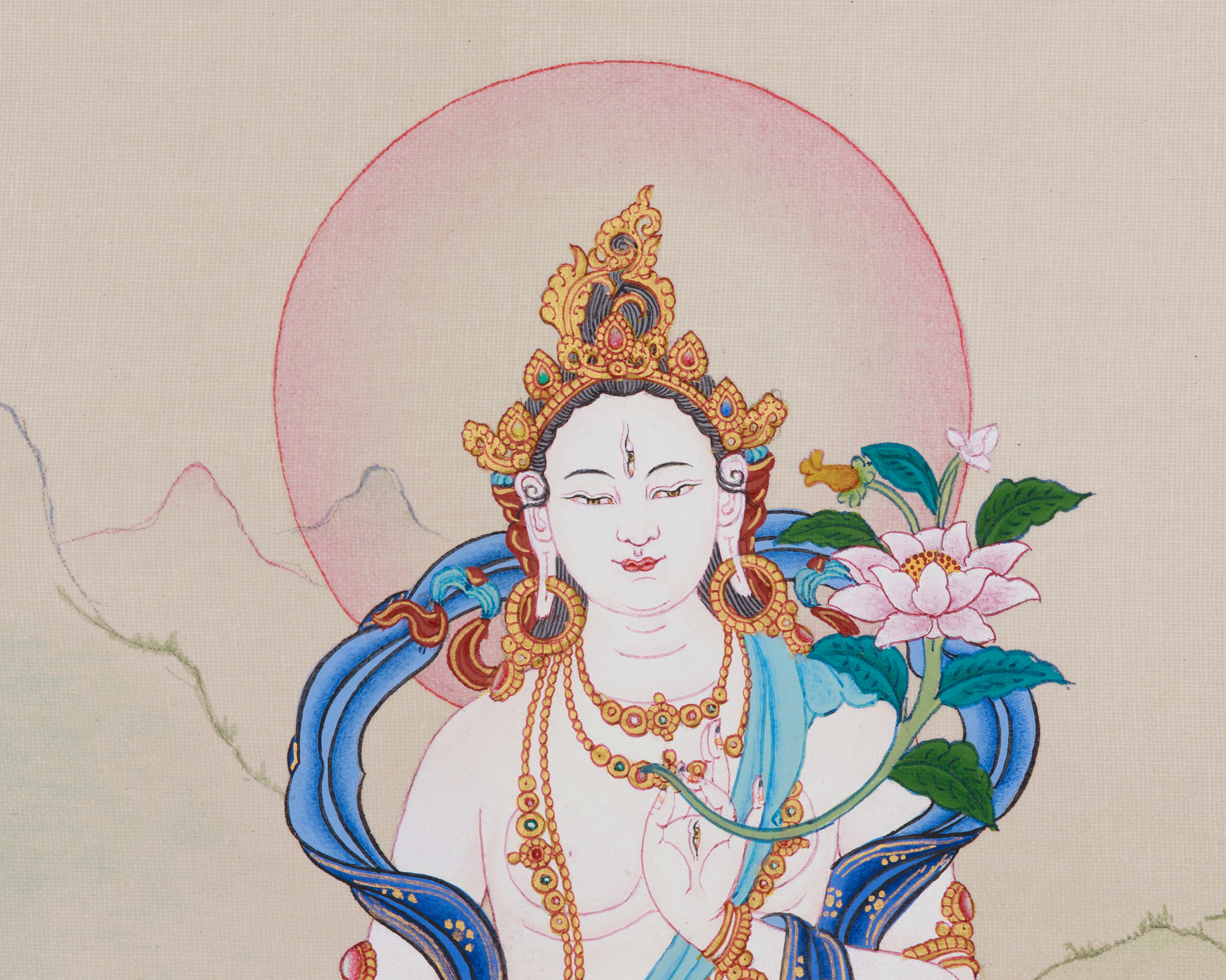Sita Tara Tibetan Deity Thangka | Handmade Healing Deity
