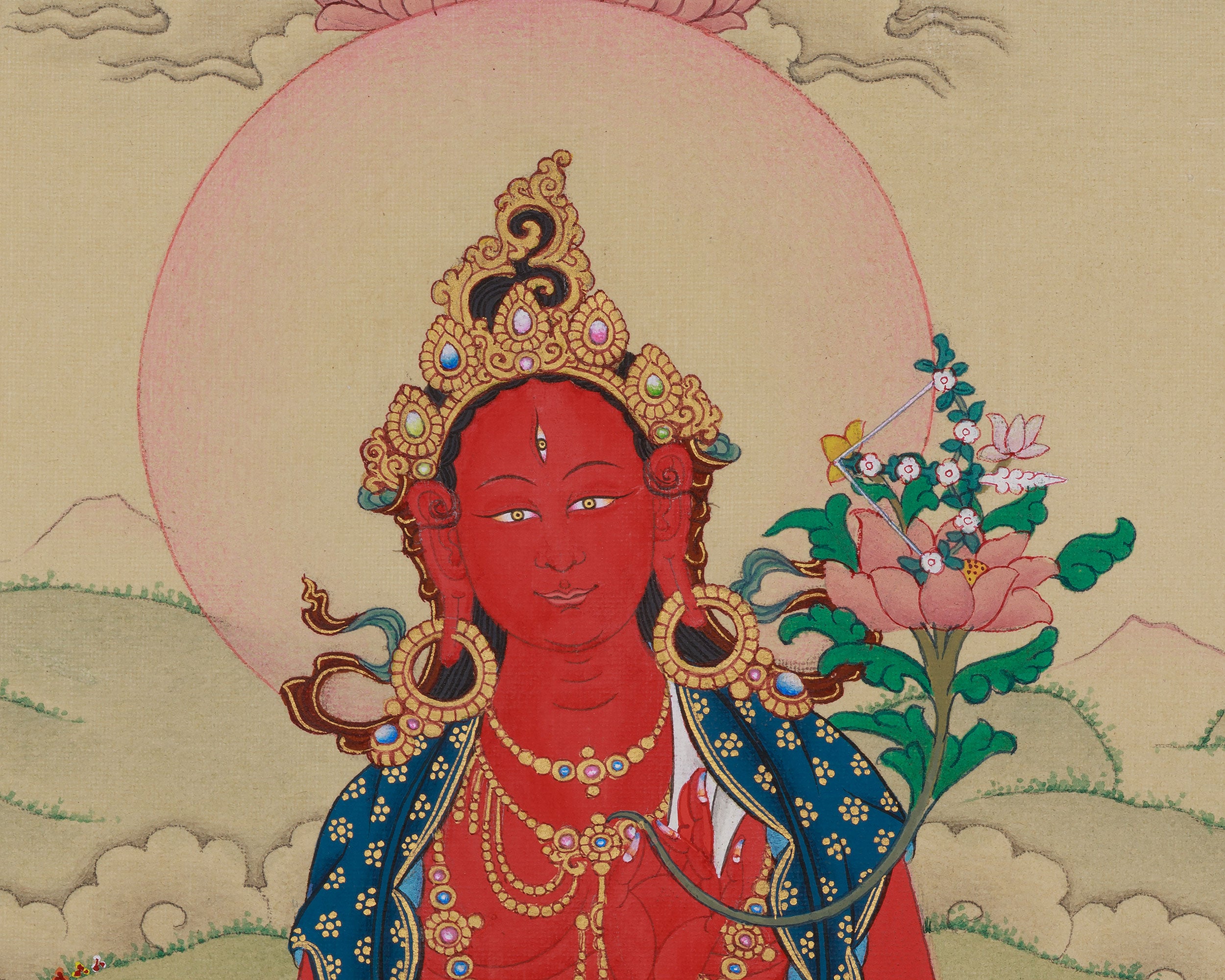 Vajrayana Deity Red Tara Thangka | Tibetan Deity of Compassionate Power