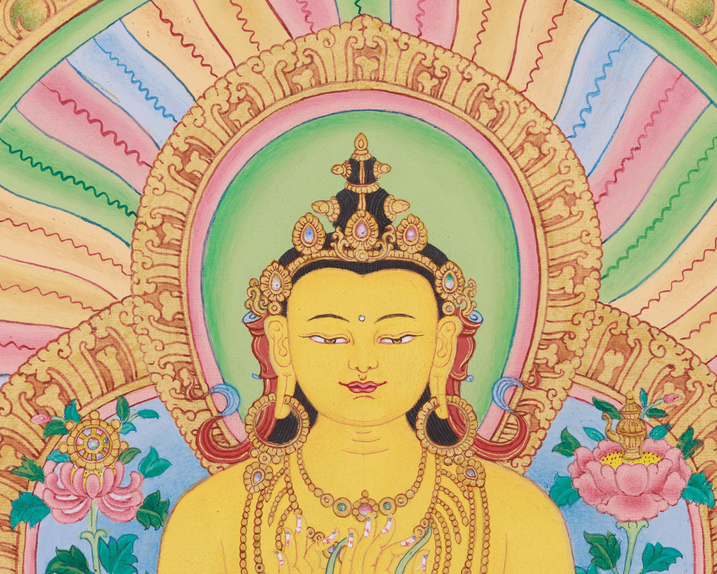 Tibetan Buddha Maitreya | Hand-Painted Vision of Future and Enlightenment