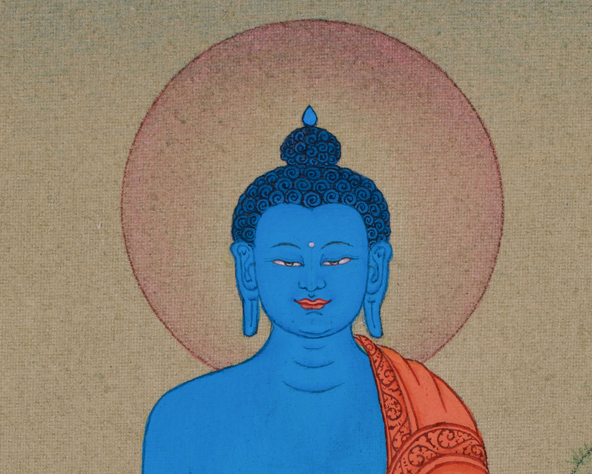 Master of Healing, Medicine Buddha Thangka | With Lapis Lazuli Body