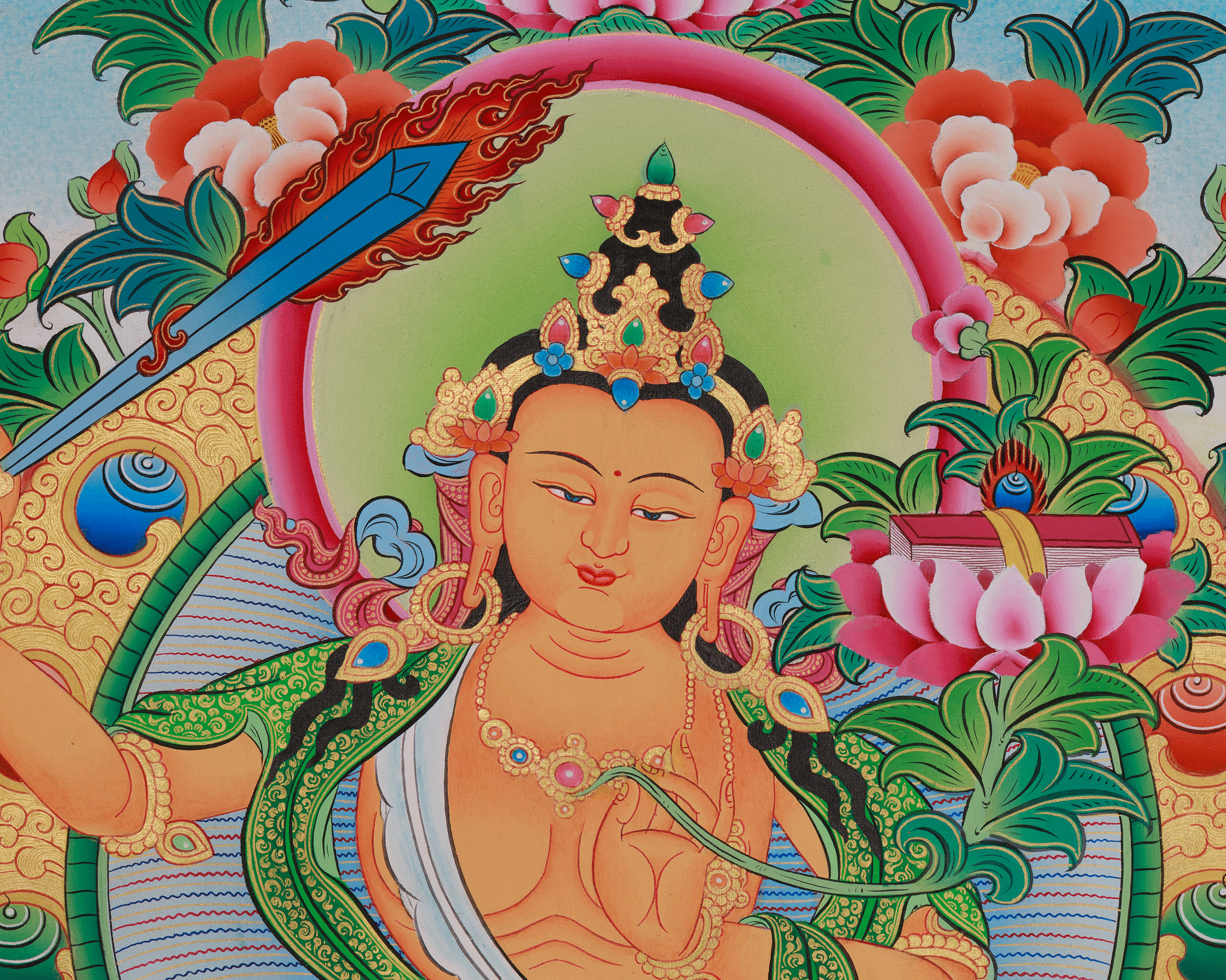 Manjushri the Buddha of Wisdom Thangka | Enlightened Insight
