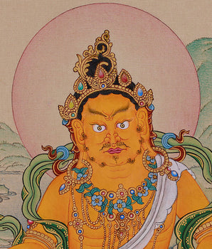 Powerful Wealth Deity, Jambhala | Thangka Painting for Prosperity