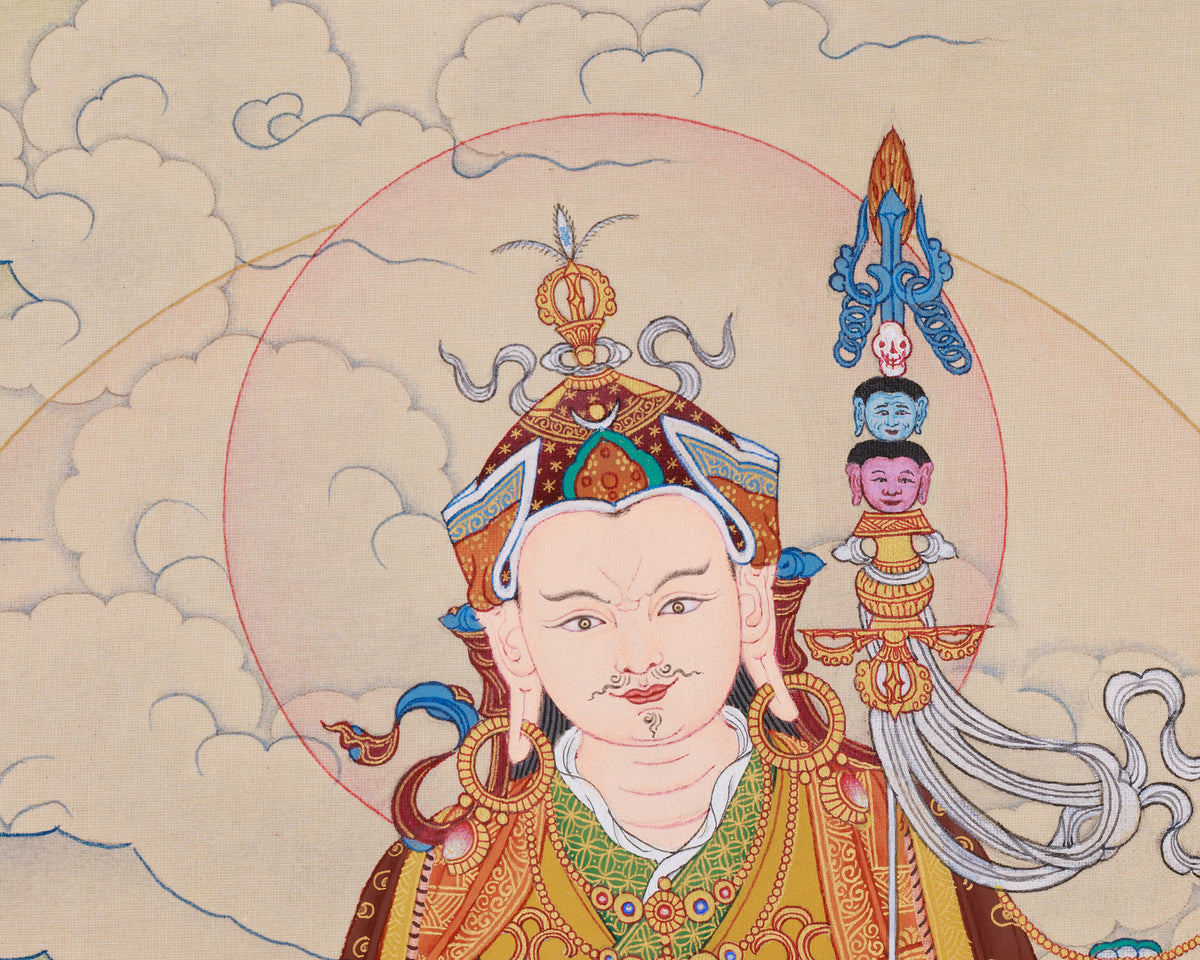 Hand-Painted Spiritual Leader, Guru Padmasambhava | The Lotus Guru of Protection