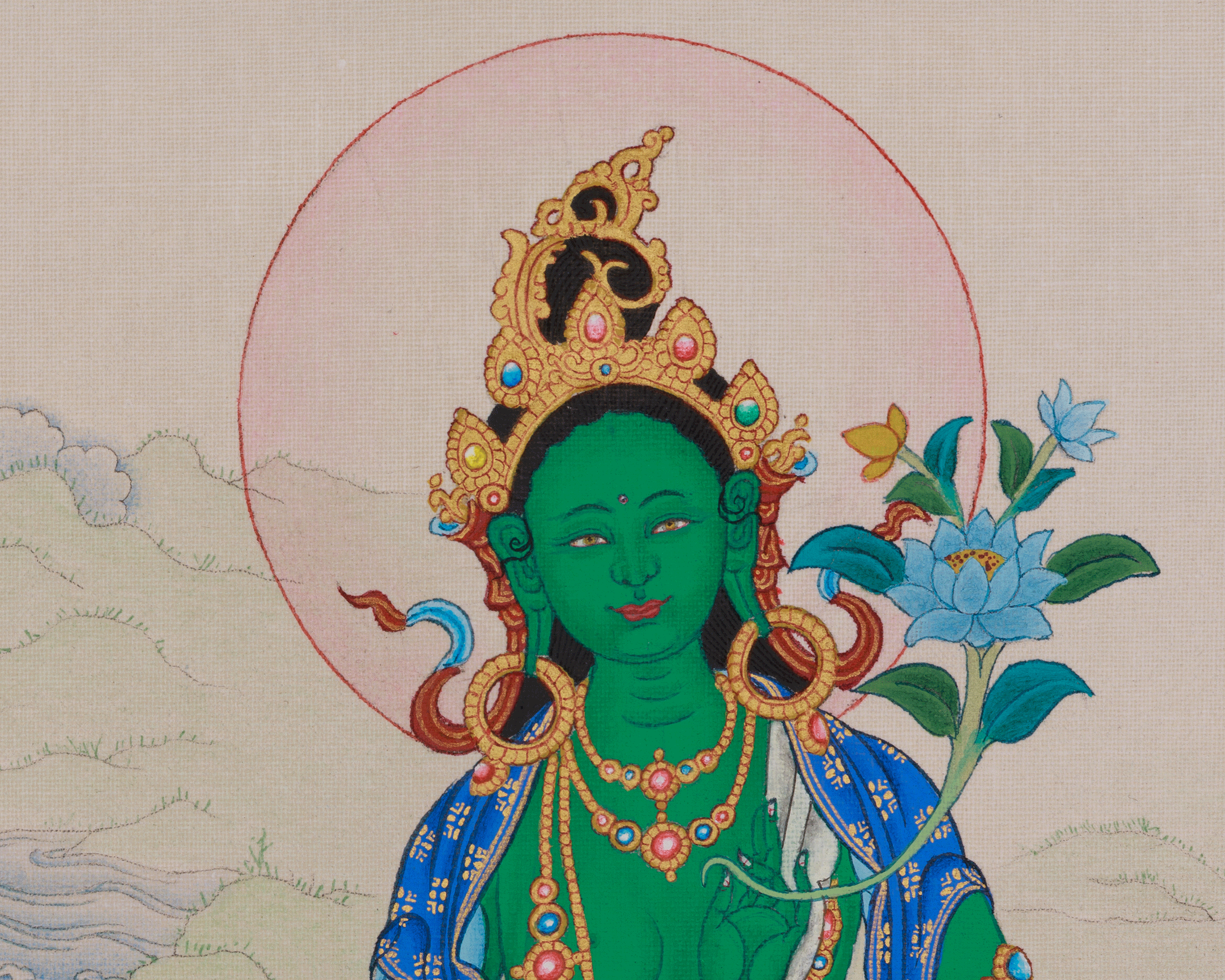 Mother of All Buddhas Green Tara Thangka | Shyama Tara | Compassionate Protector