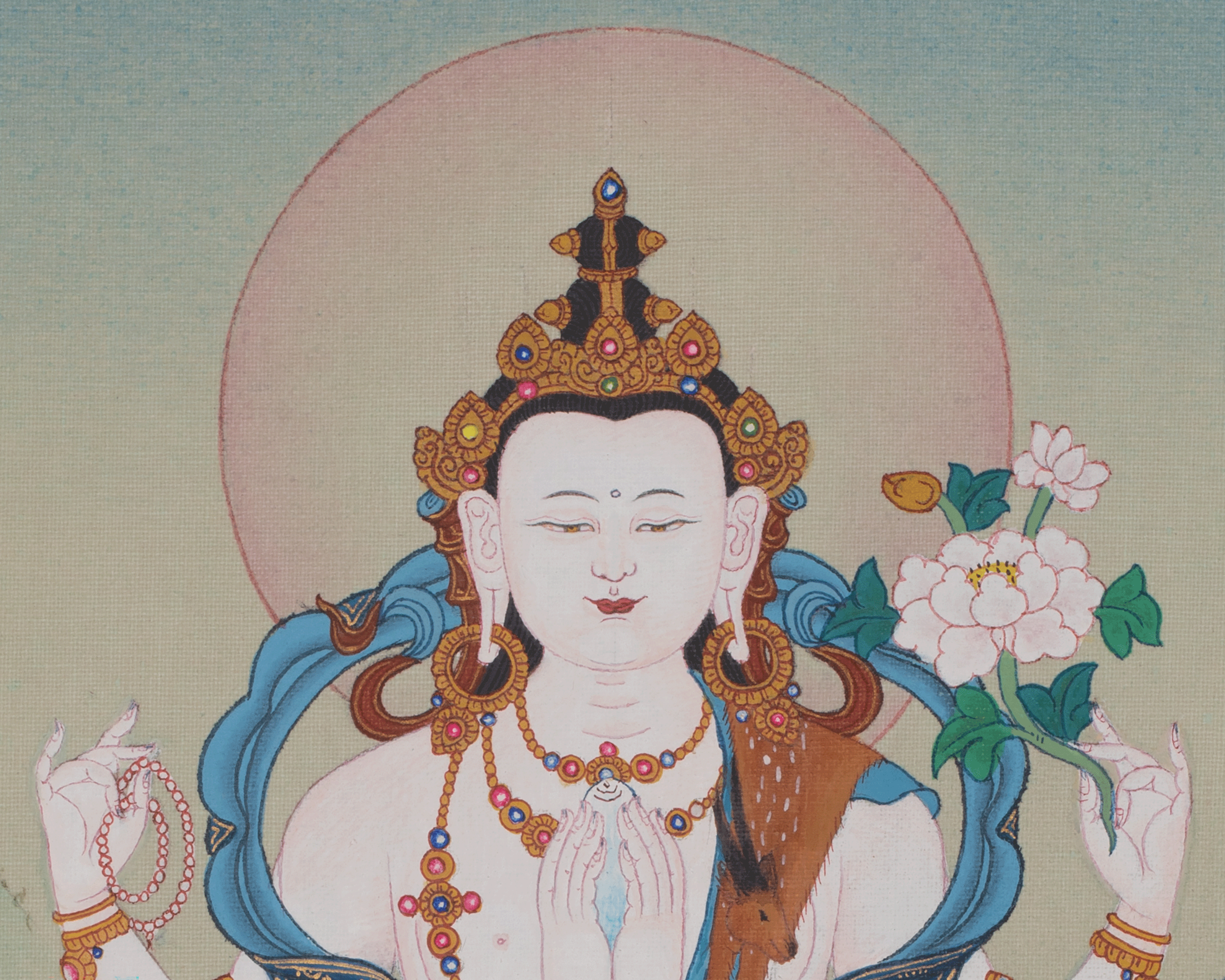 Chenrezig Bodhisattva Artwork | Sacred Buddhist Painting | Hand-painted Thangka