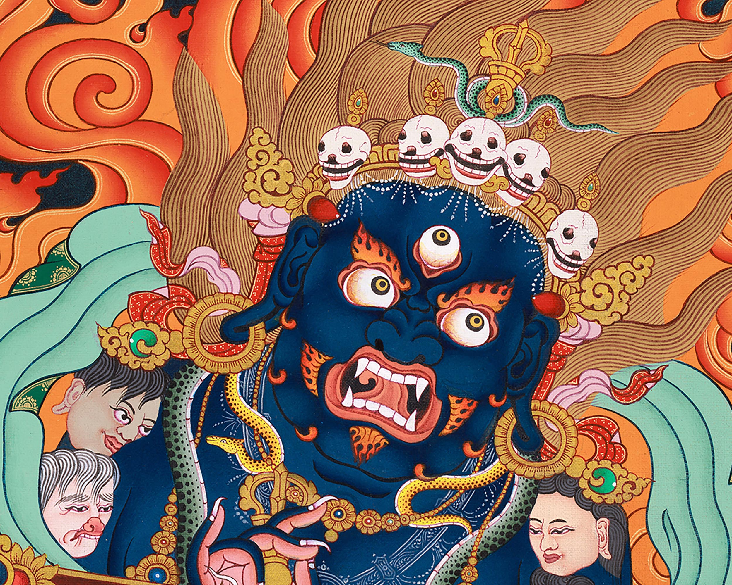 Two-Arms Sakya Mahakala Canvas Print | Wrathful Dharmapala