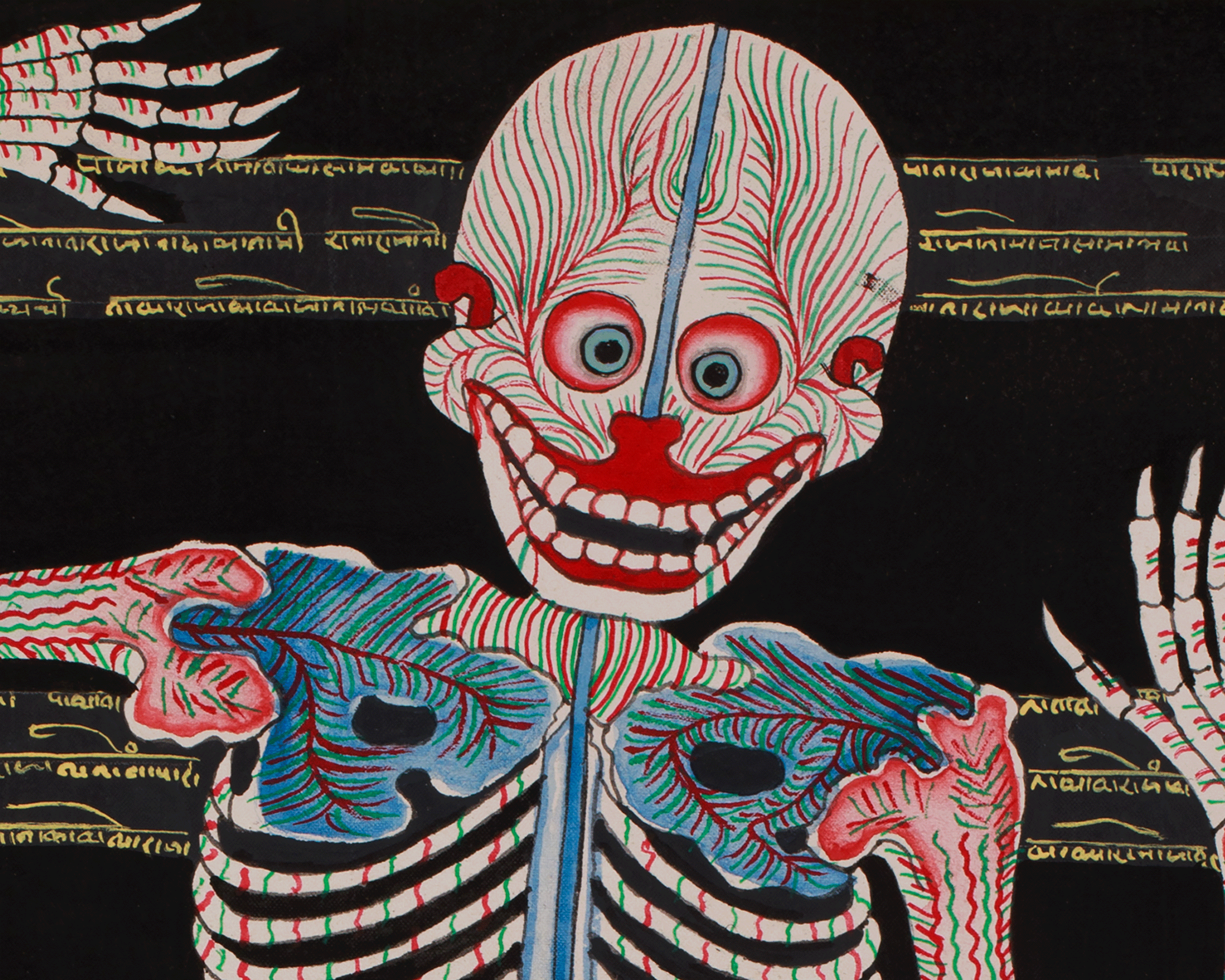 Traditional Thangka of Human Anatomy | Skeletal, Muscular, and Energy Mapping Art
