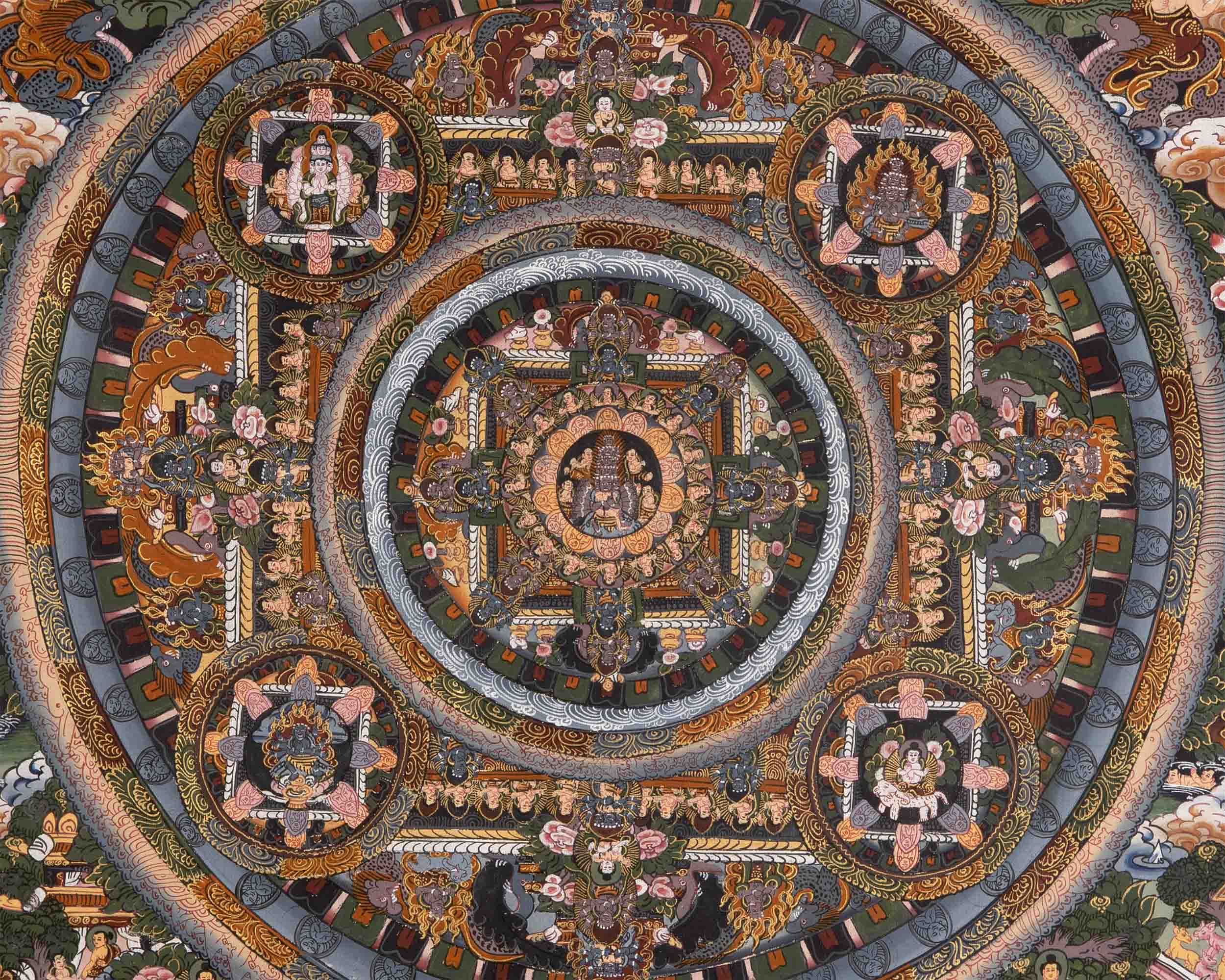 Heruka Mandala With Brocade | Wall Hanging Canvas Art