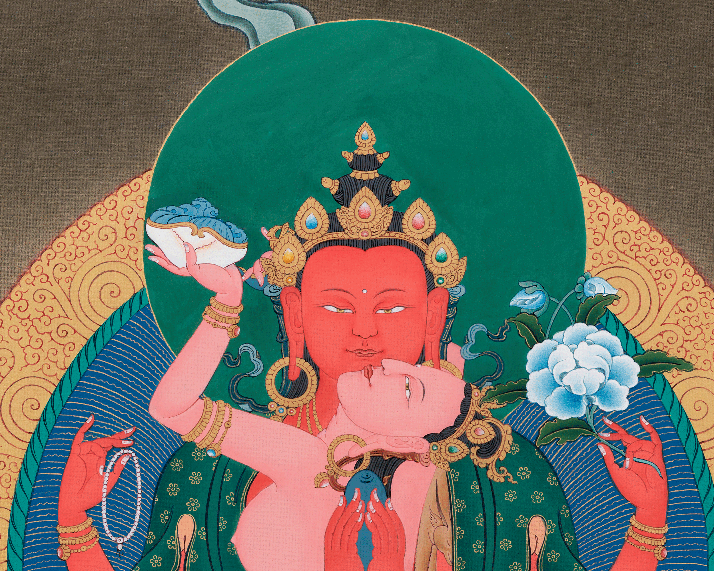 Red Chenrezig Canvas Print | Tantric Form of Compassion