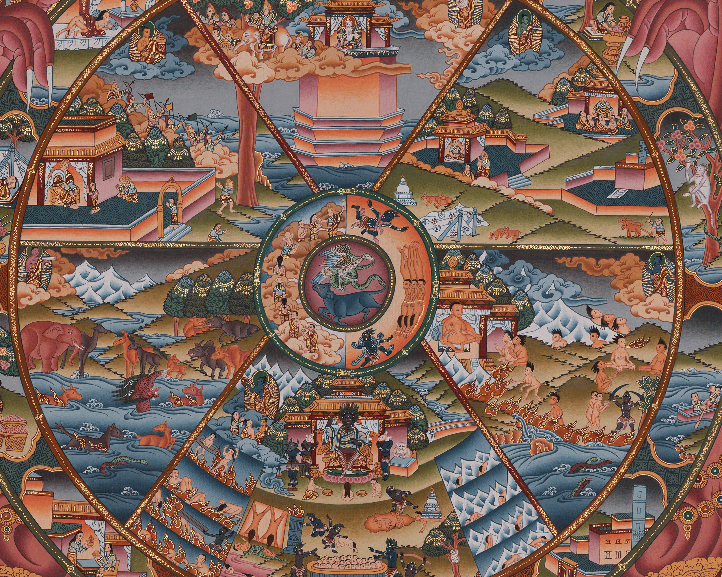 Wheel of Life Meditation Art | Represents The Endless Cycle Of Birth, Suffering, Death, And Rebirth