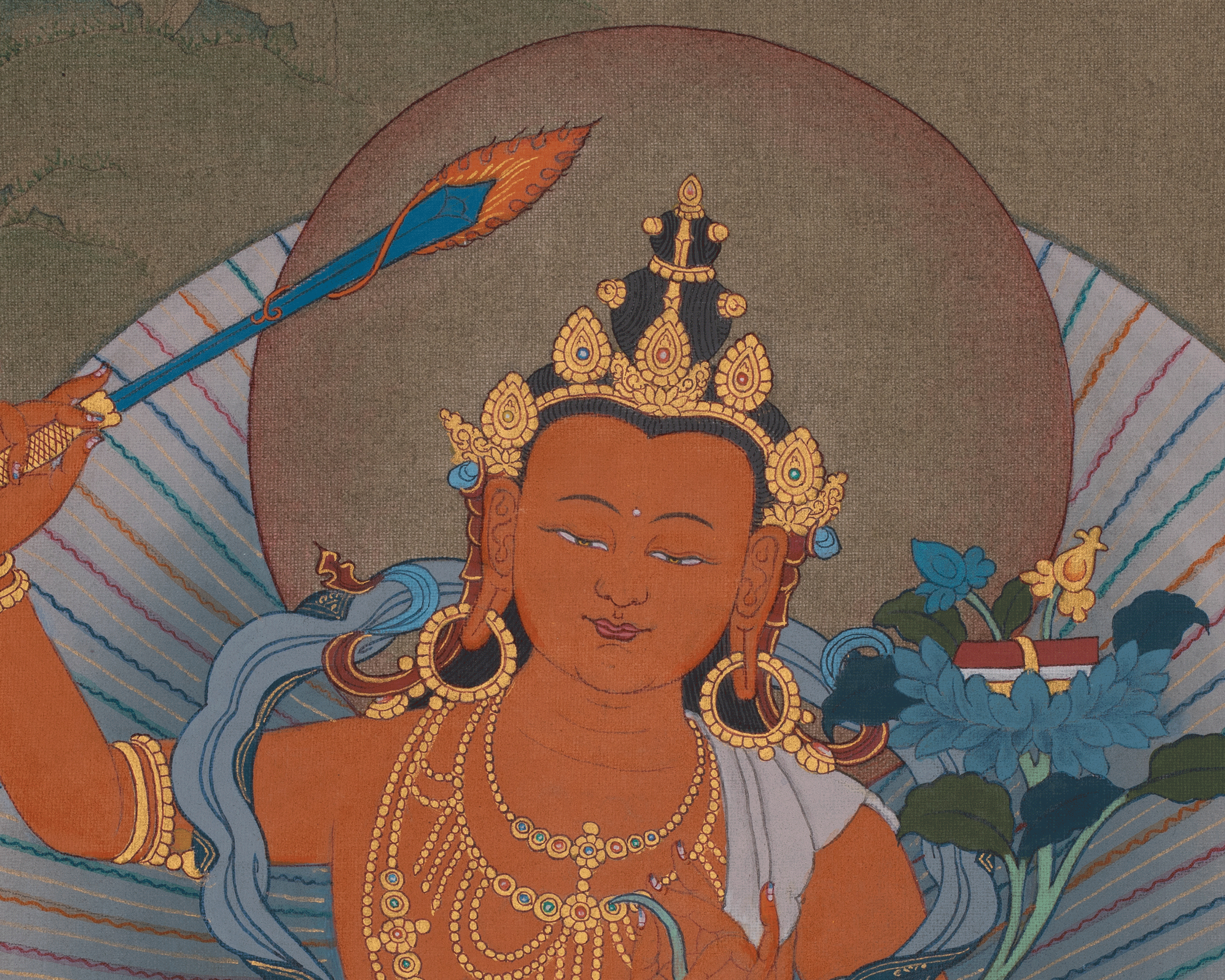 Manjushri With Chenrezig And Vajrapani Art | Wisdom, Compassion, And Power