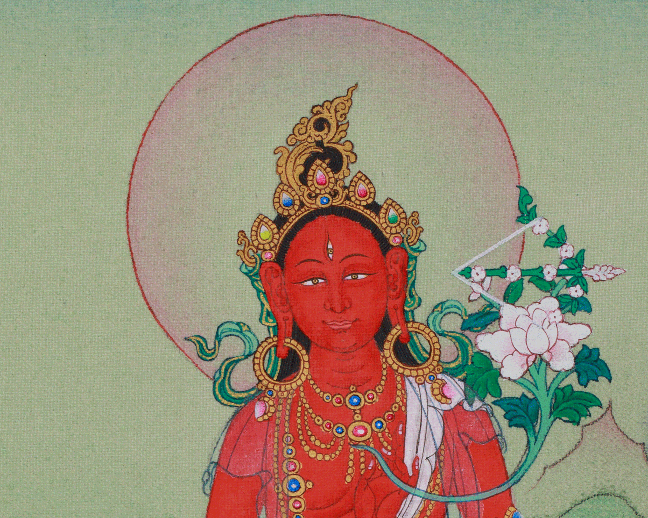 Red Tara Himalayan Artwork | Tibetan Deity of Compassionate Power