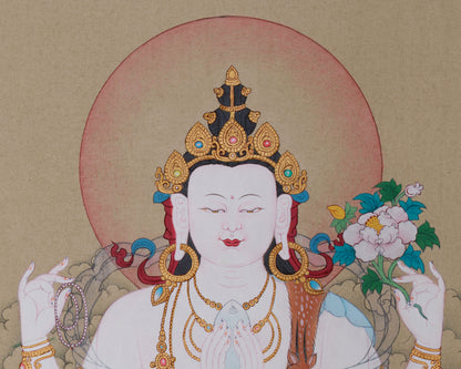 Avalokitesvara | Compassion Bodhisattva Thangka | 24K Gold