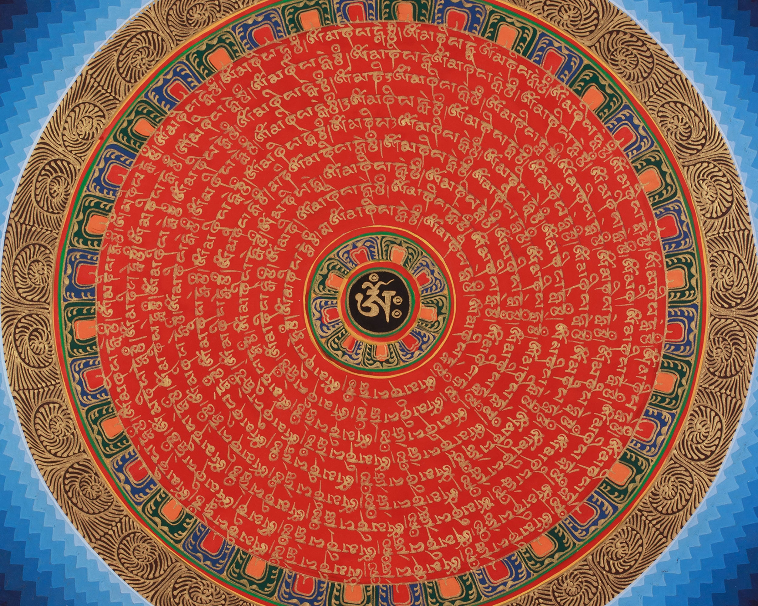 Tibetan Buddhist Mantra Mandala Art | Sacred Hand-Painted Meditation Mandala