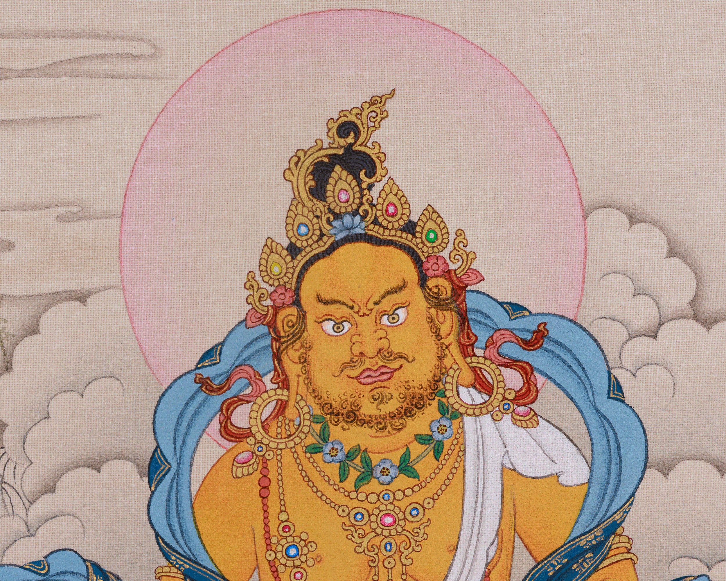 Dzambhala, The God of Wealth | A Divine Thangka of Prosperity and Blessings