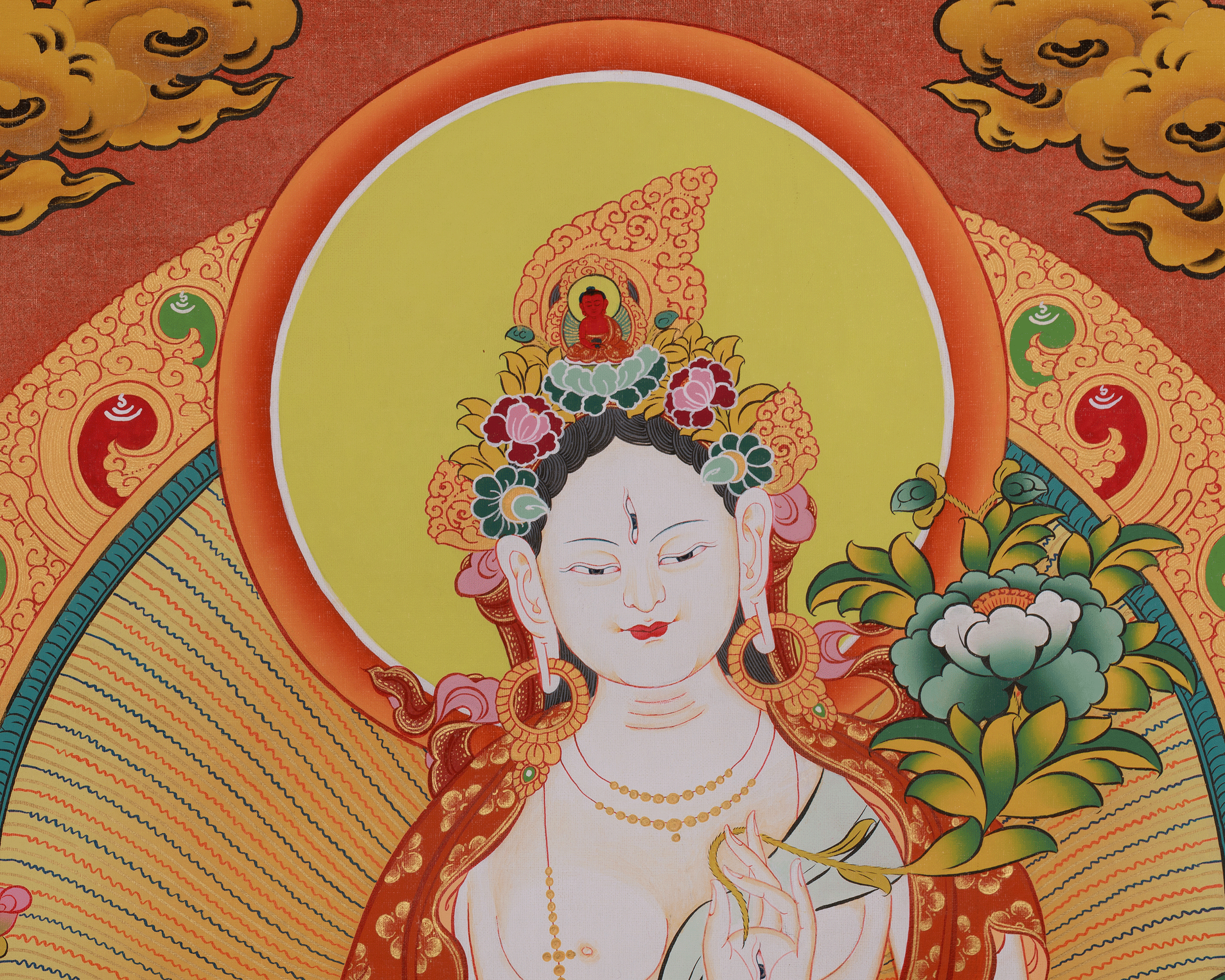 Himalayan Sita Tara Art | Healing and Longevity Deity | White Tara Thangka