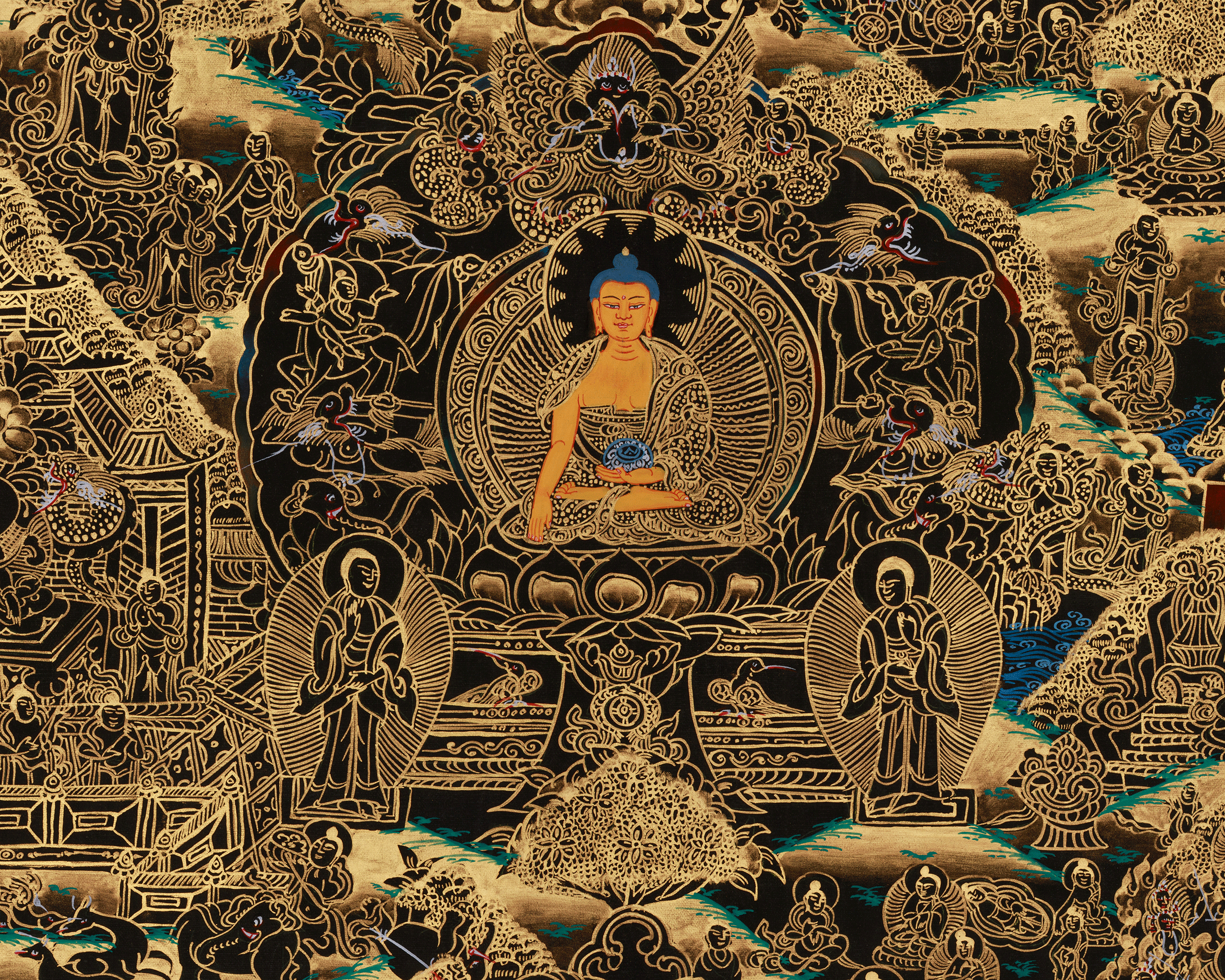 Traditional Art of Buddha Life Story Thangka | Shakyamuni Buddha Thangka