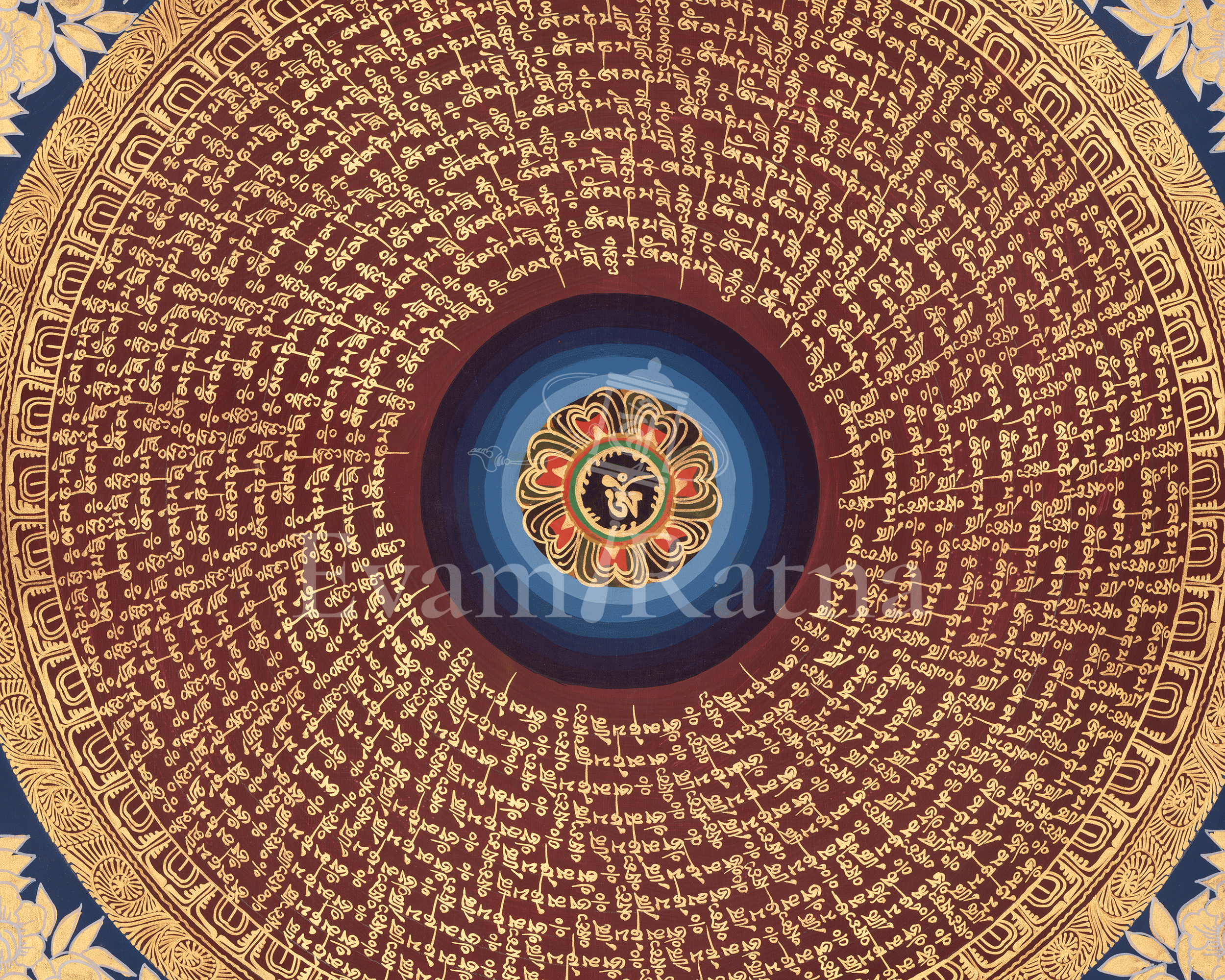 Hand-Painted Mantra Mandala | Tibetan Spiritual Thangka
