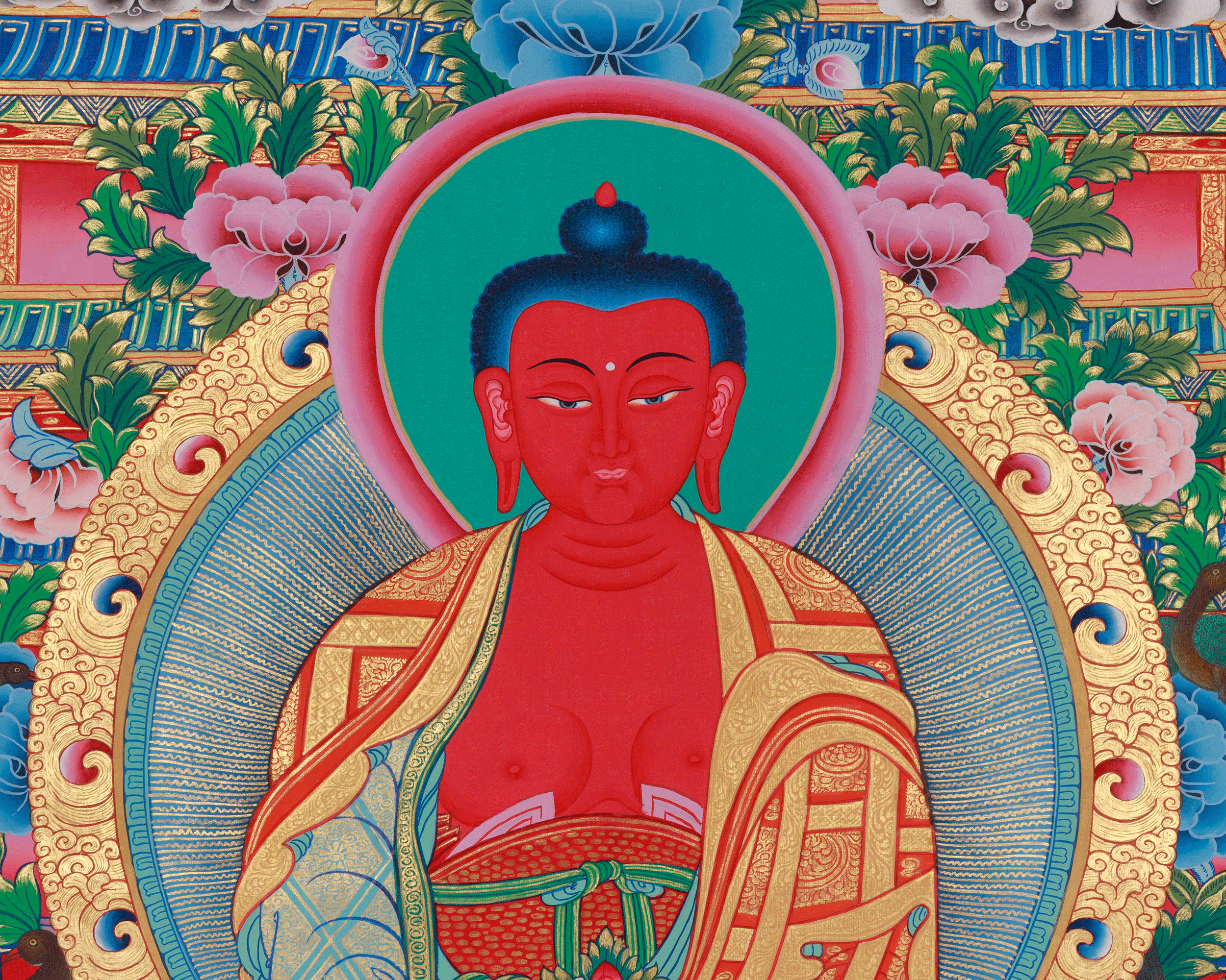 Traditional Amitabha Buddha Thangka | Pure Land Meditation and Spiritual Bliss