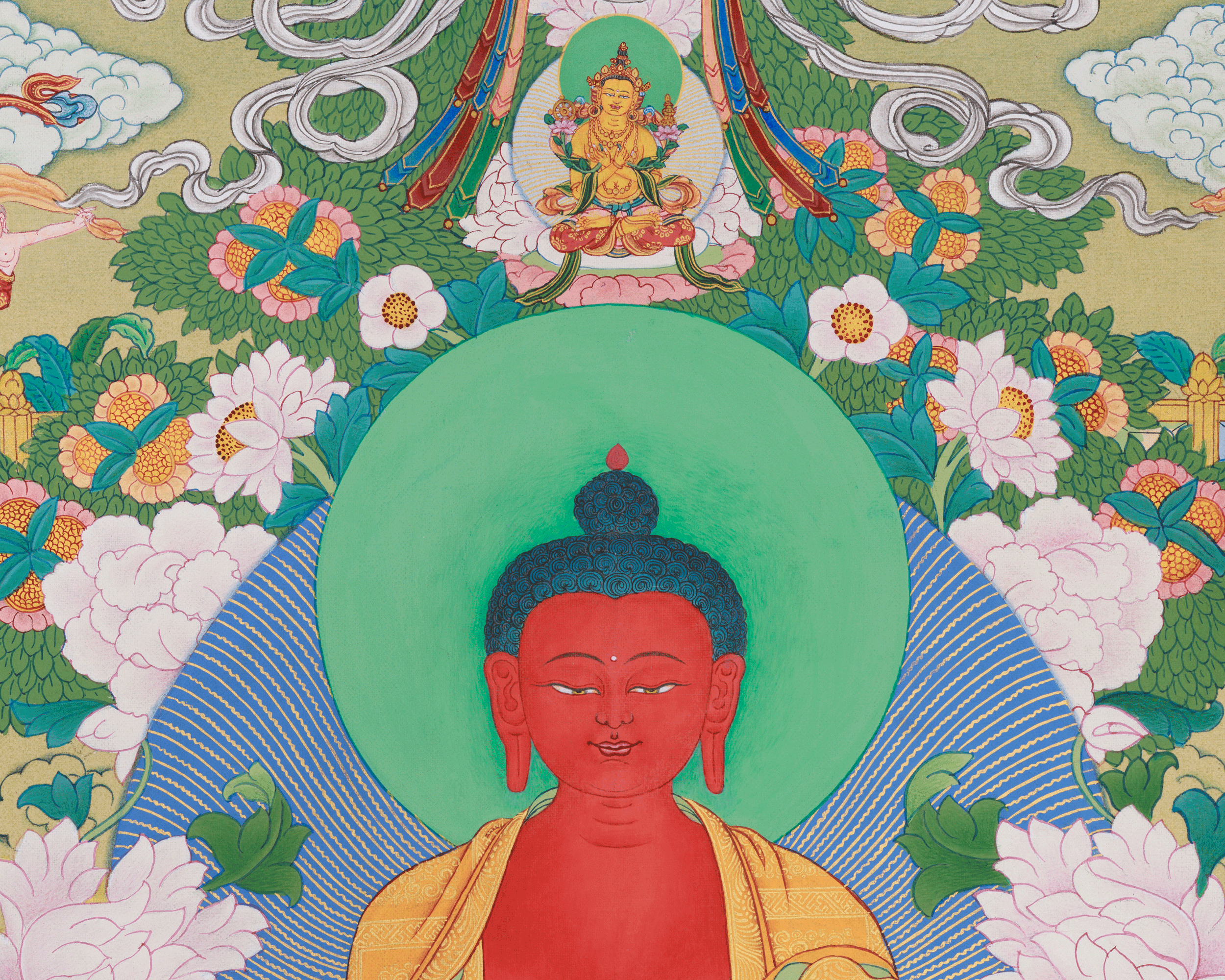 Amitabha Singham Thangka | The Buddha of Boundless Compassion and Light