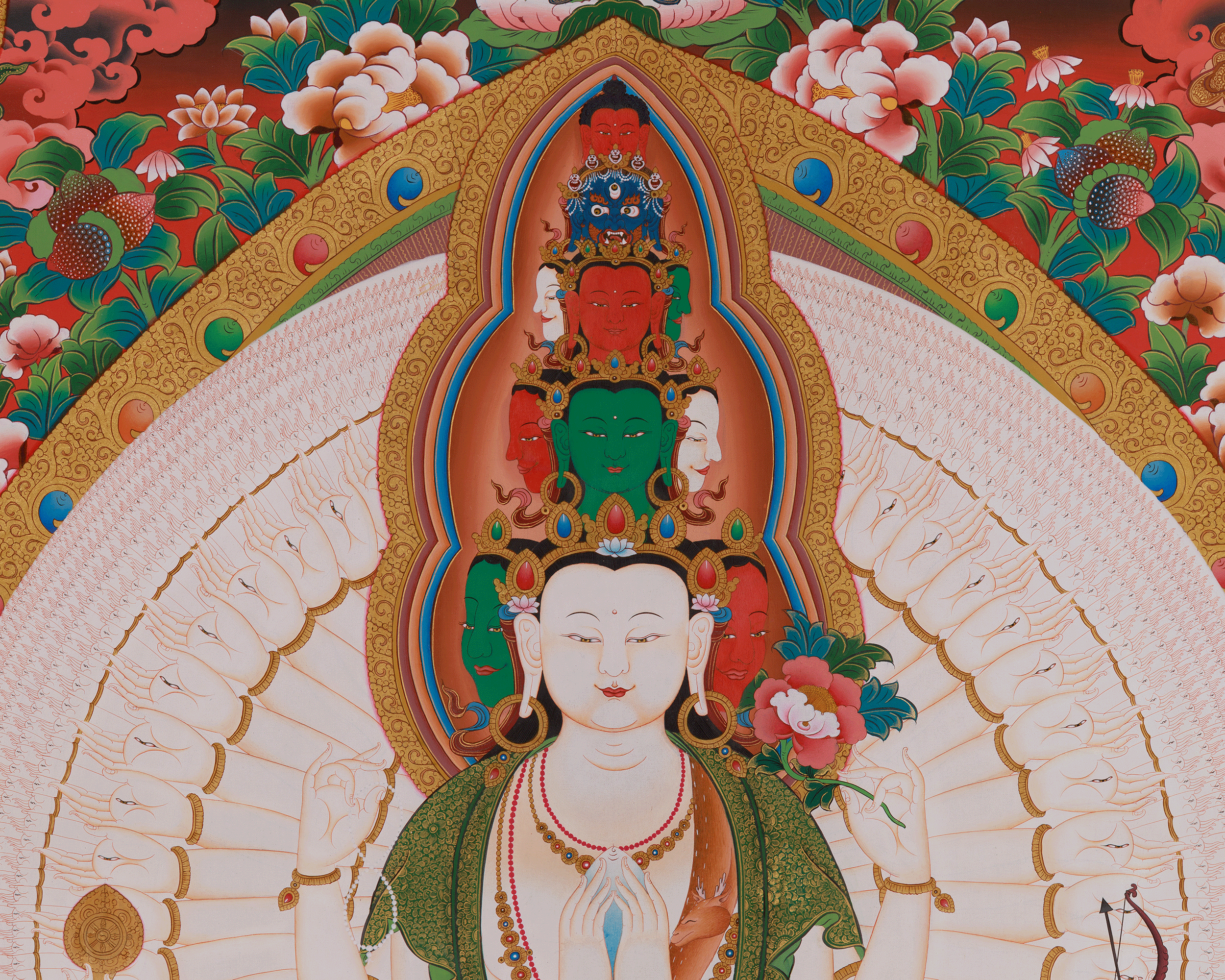 Tibetan Art of 1000 Armed Chenrezig | Compassion and Protection Deity