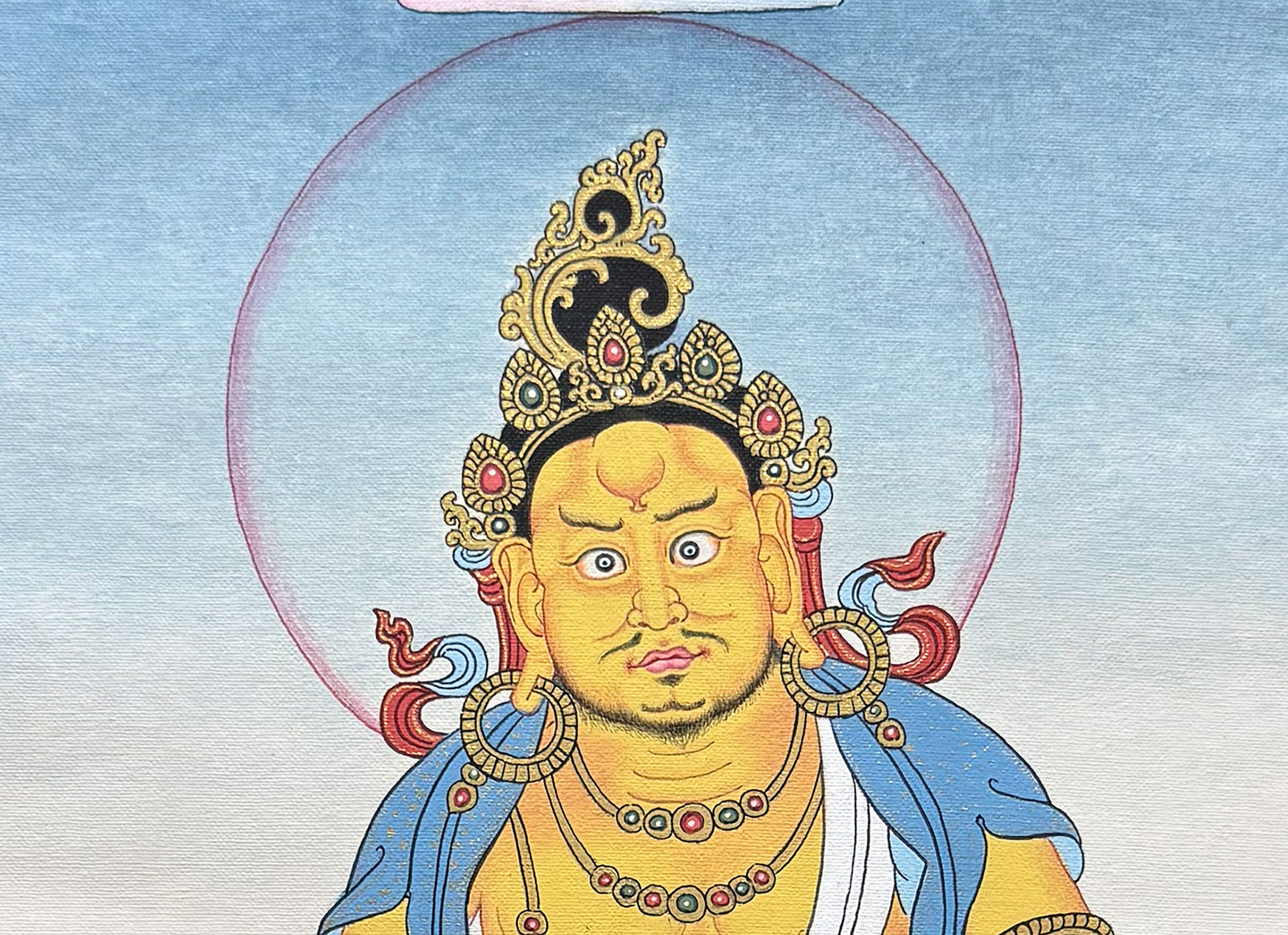 Dzambhala Thangka With Brocade | Symbol of Prosperity and Abundance