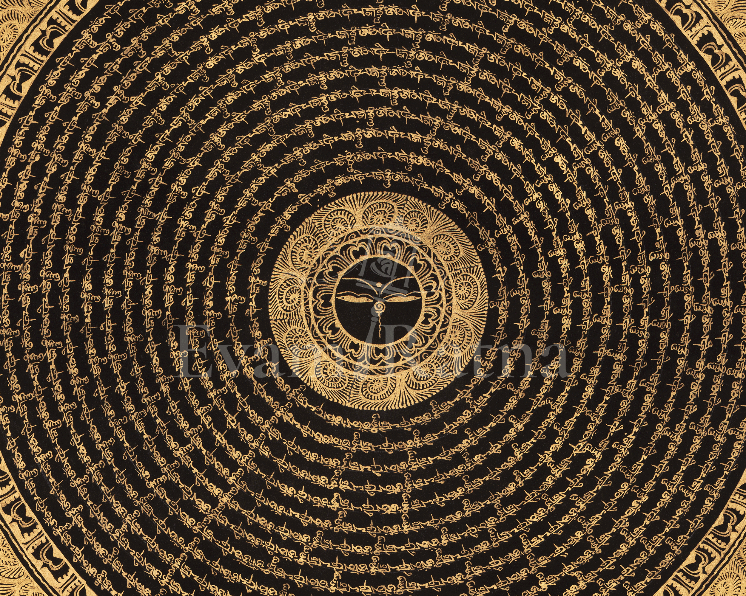 Auspicious Mantra Mandala Art | Sacred Circle of Enlightened Wisdom