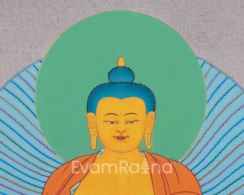 Siddhartha Gautama Buddha's Hand Painted Artwork | Shakyamuni Buddha Meditative Thangka | Wall Decorations