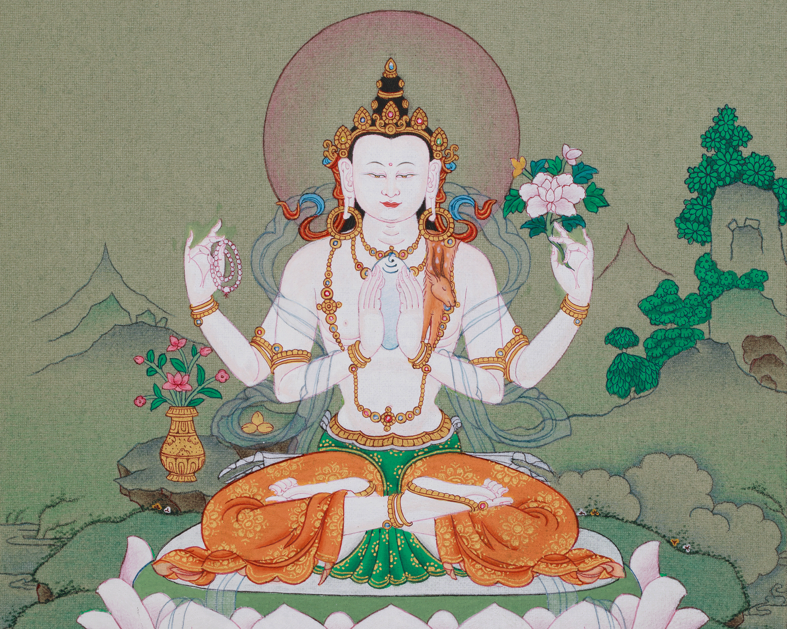 Chenrezig Blessings Thangka | A Sacred Symbol of Compassion