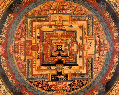 Kalachakra Mandala Tibetan Thangka Painting | Spiritual Home Decoration Art