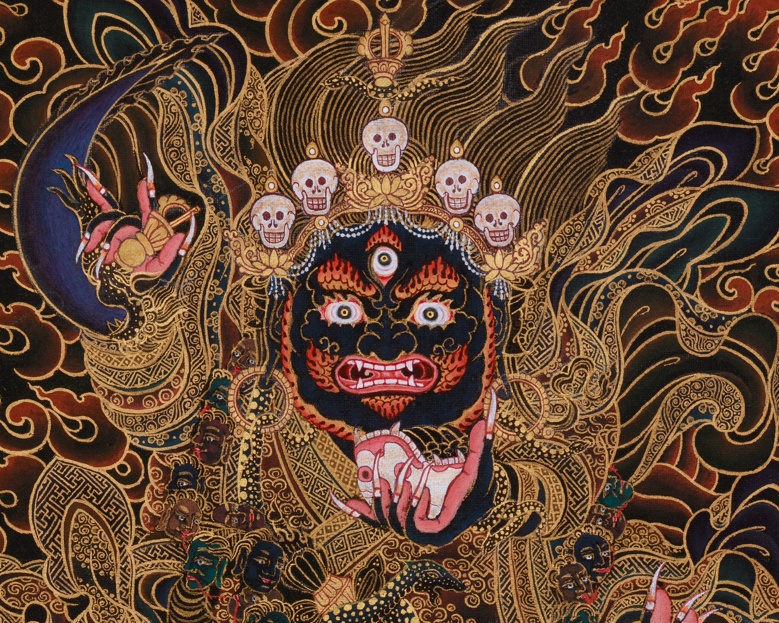Wrathful Mahakala Bernagchen Thangka | Protector Buddhist Deity