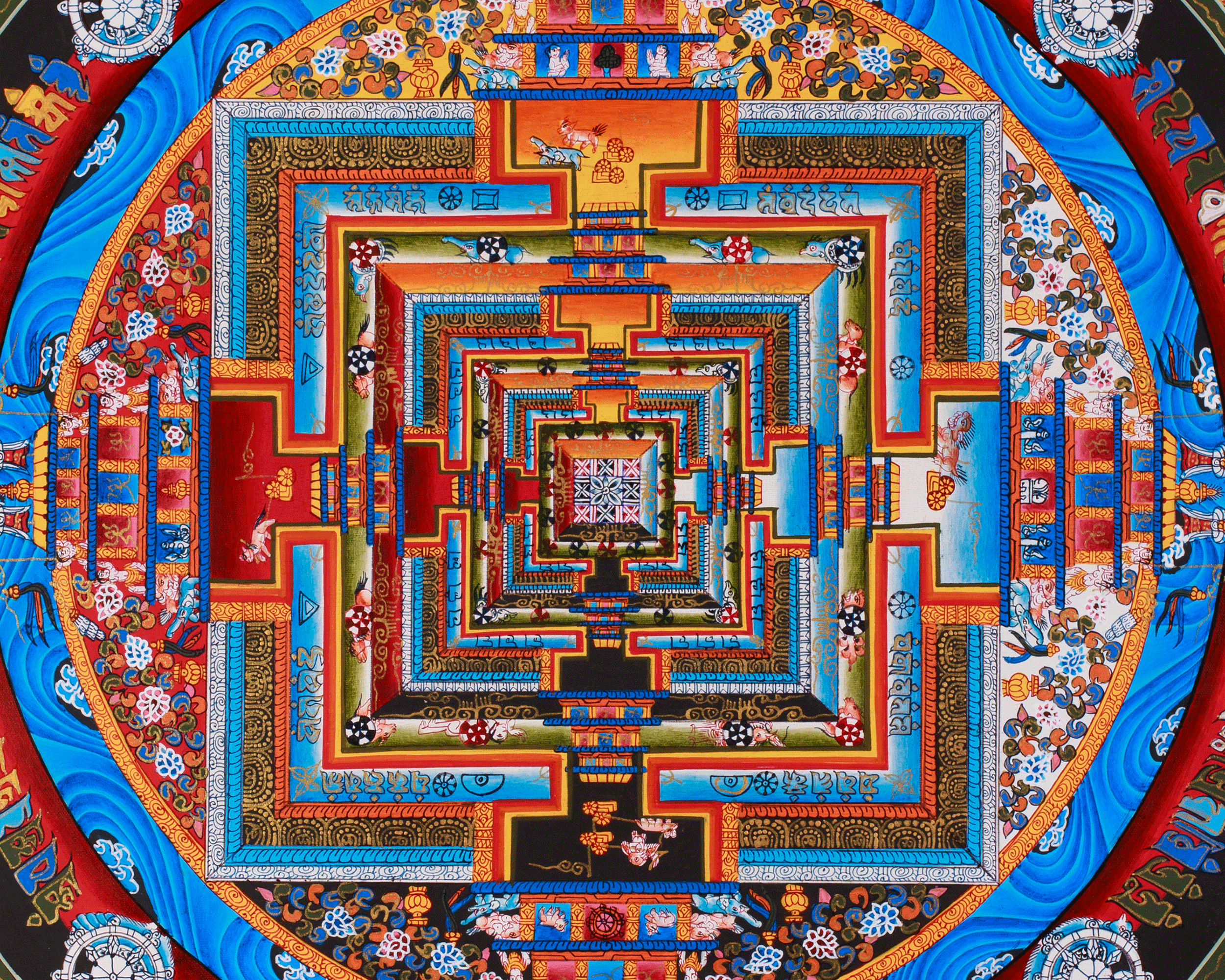 Sacred Kalachakra Mandala Painting | Traditional Tibetan Buddhist Artwork
