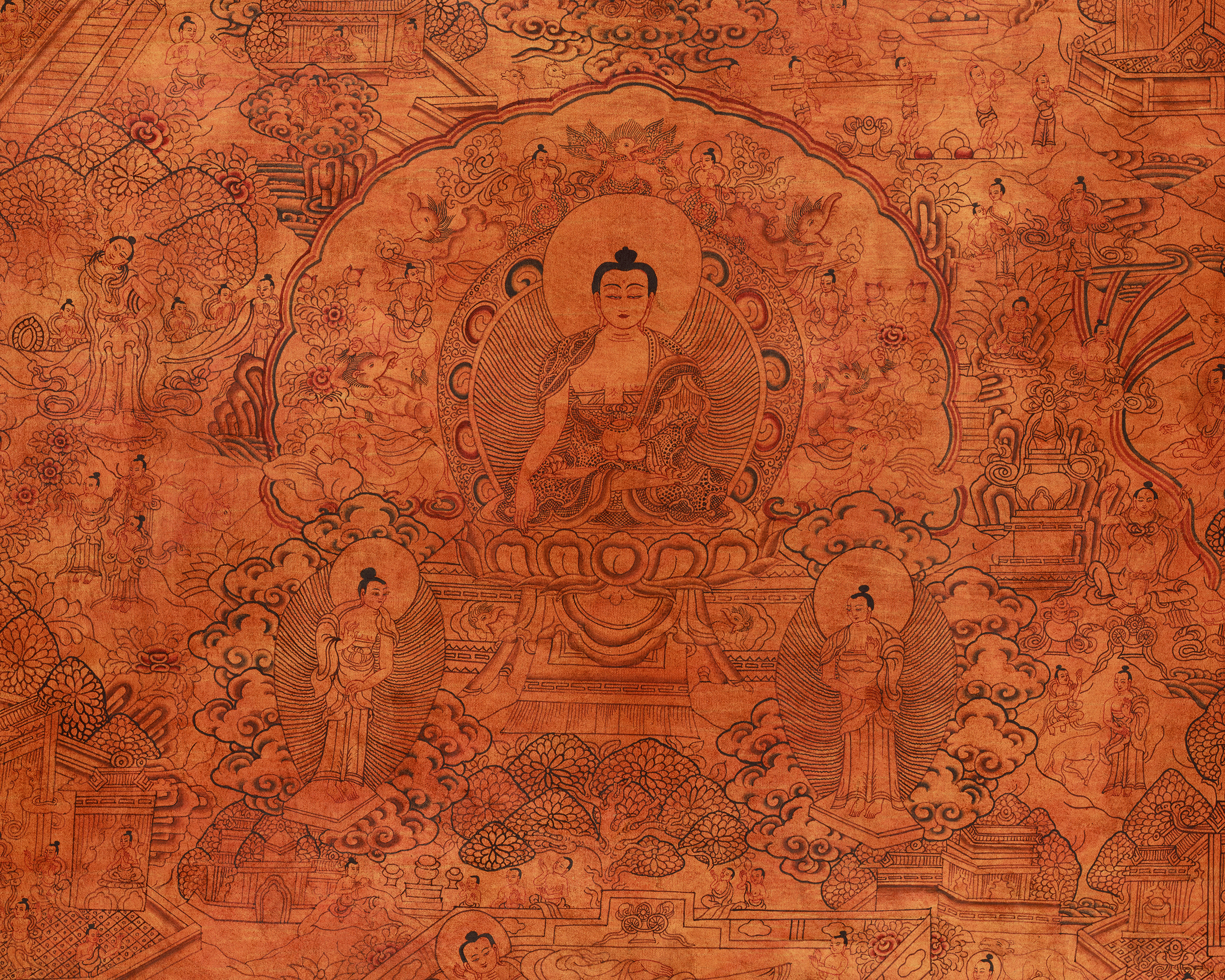 Sacred Thangka Of Buddha Life Story | Spiritual Journey of Enlightenment | Traditional Himalayan Art