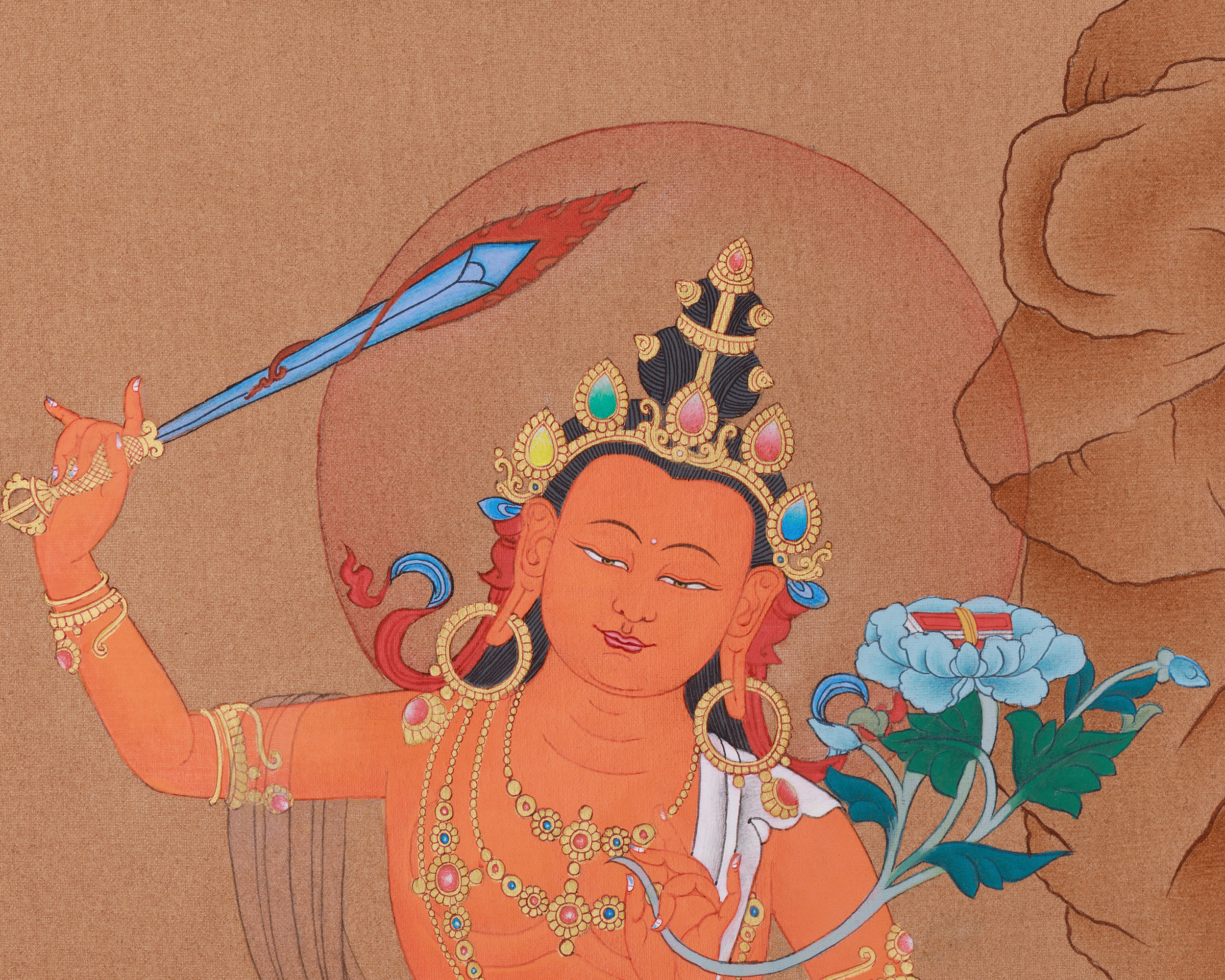 Manjushri Spiritual Thangka | The Divine Symbol of Wisdom and Enlightenment