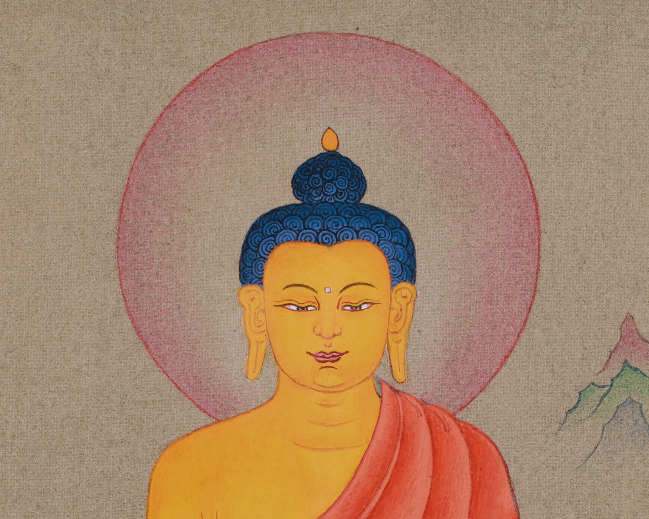 Hand-Painted Peaceful Deity Shakyamuni Buddha Thangka | A Symbol of Enlightenment