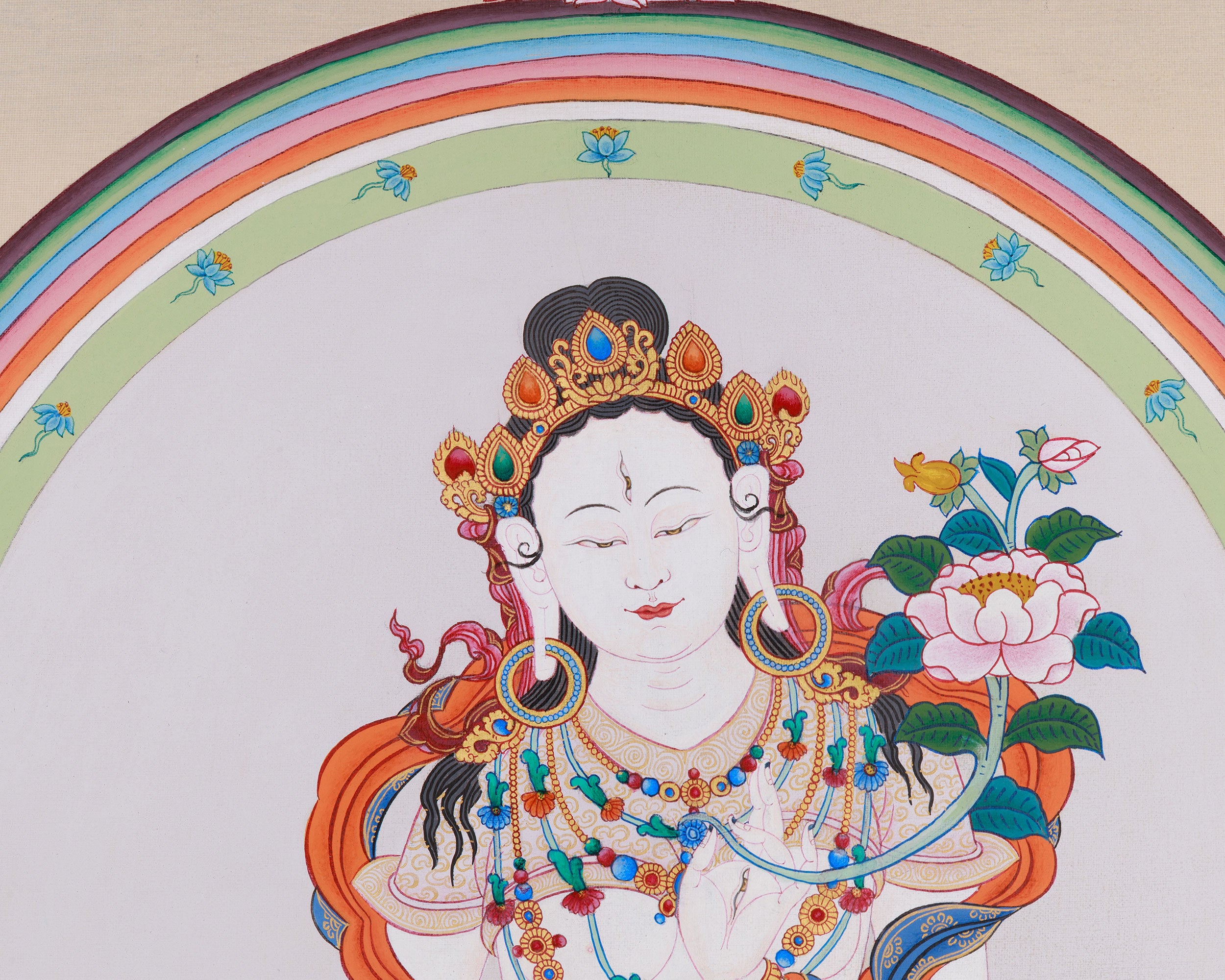 Bodhisattva White Tara Painting | Tibetan Goddess of Compassionate Healing