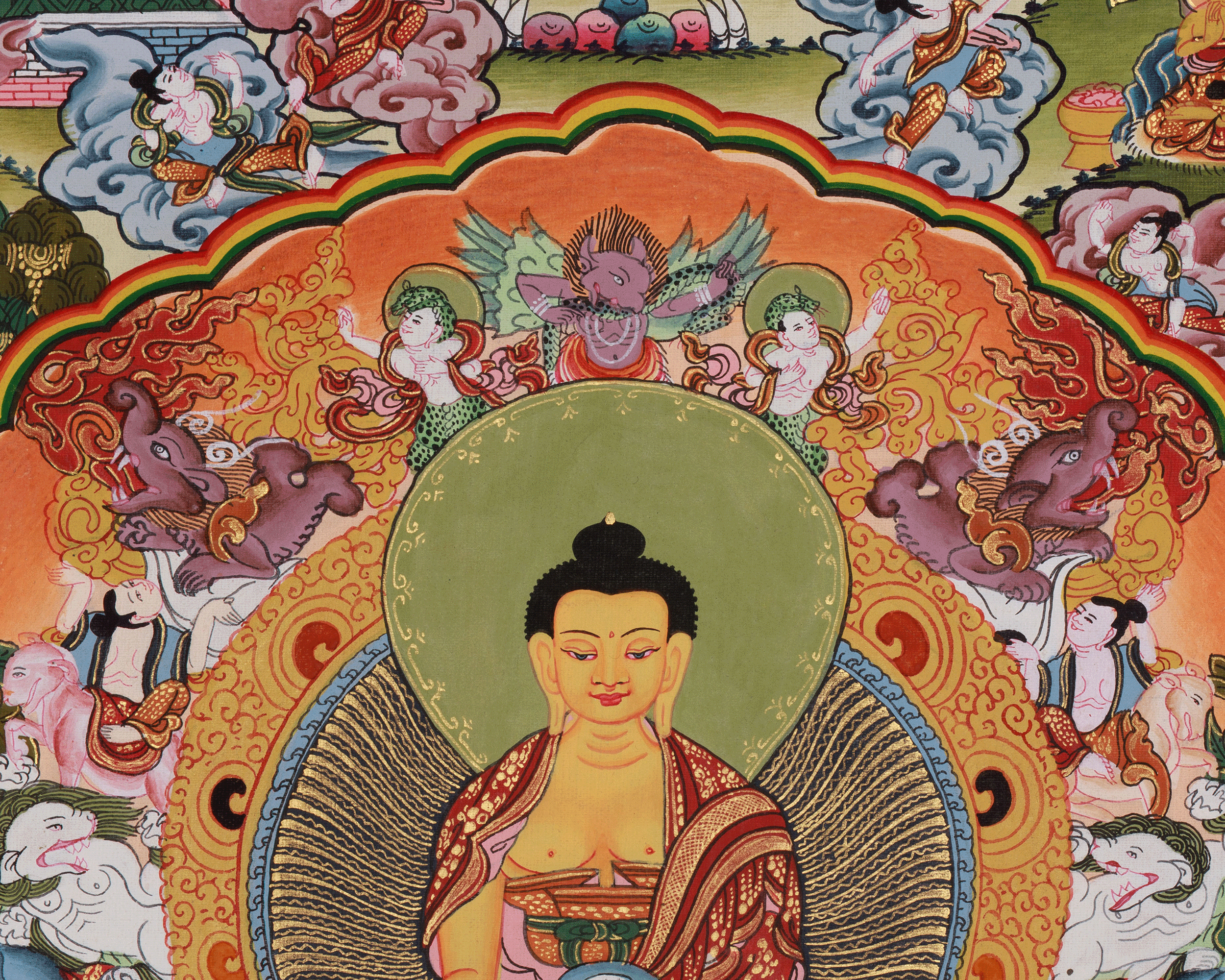 Historical Buddha Life Story Thangka | Traditional Artwork Depicting the Buddha’s Path to Enlightenment