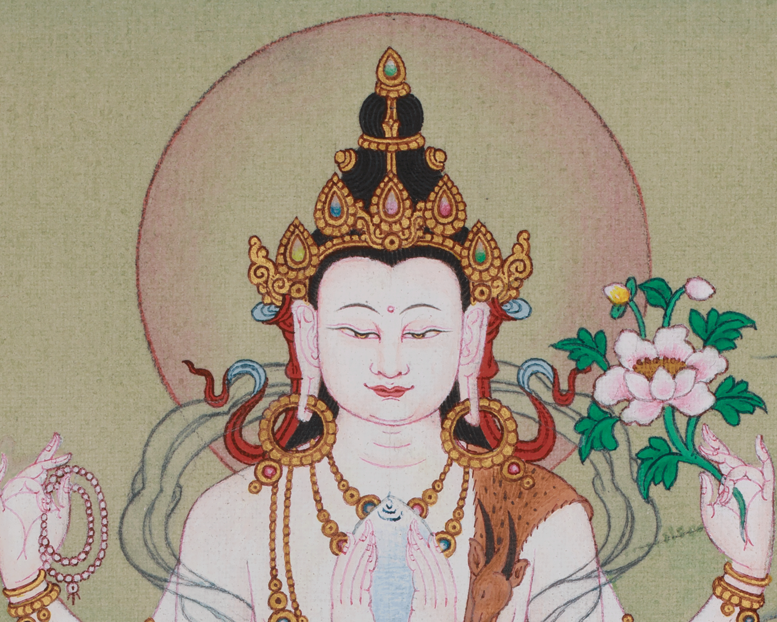 Chenrezig Meditation Thangka | Avalokiteshvara Art | Compassion Deity