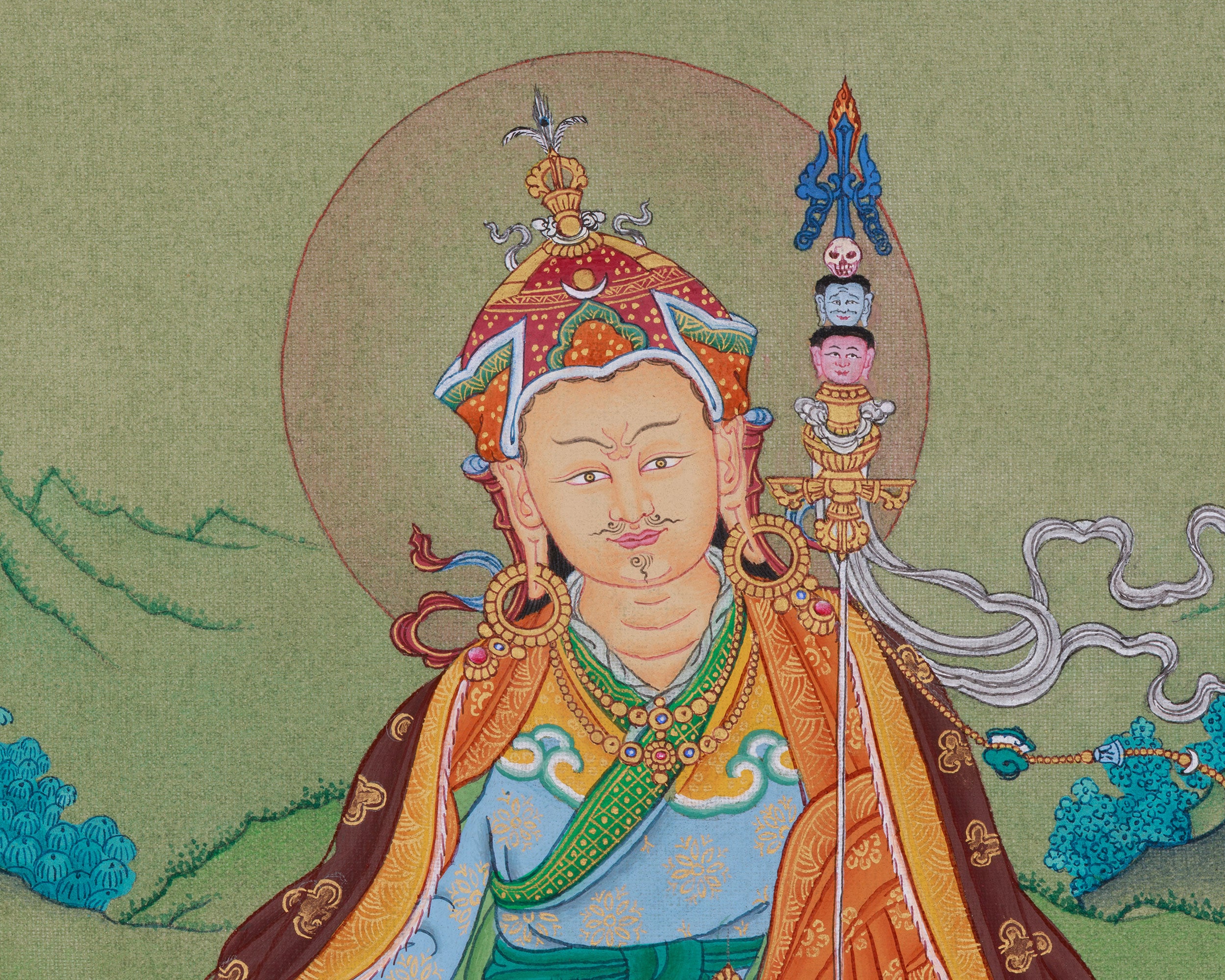 Lotus-Vajra Guru Rinpoche Thangka | Padmasambhava Master Artwork