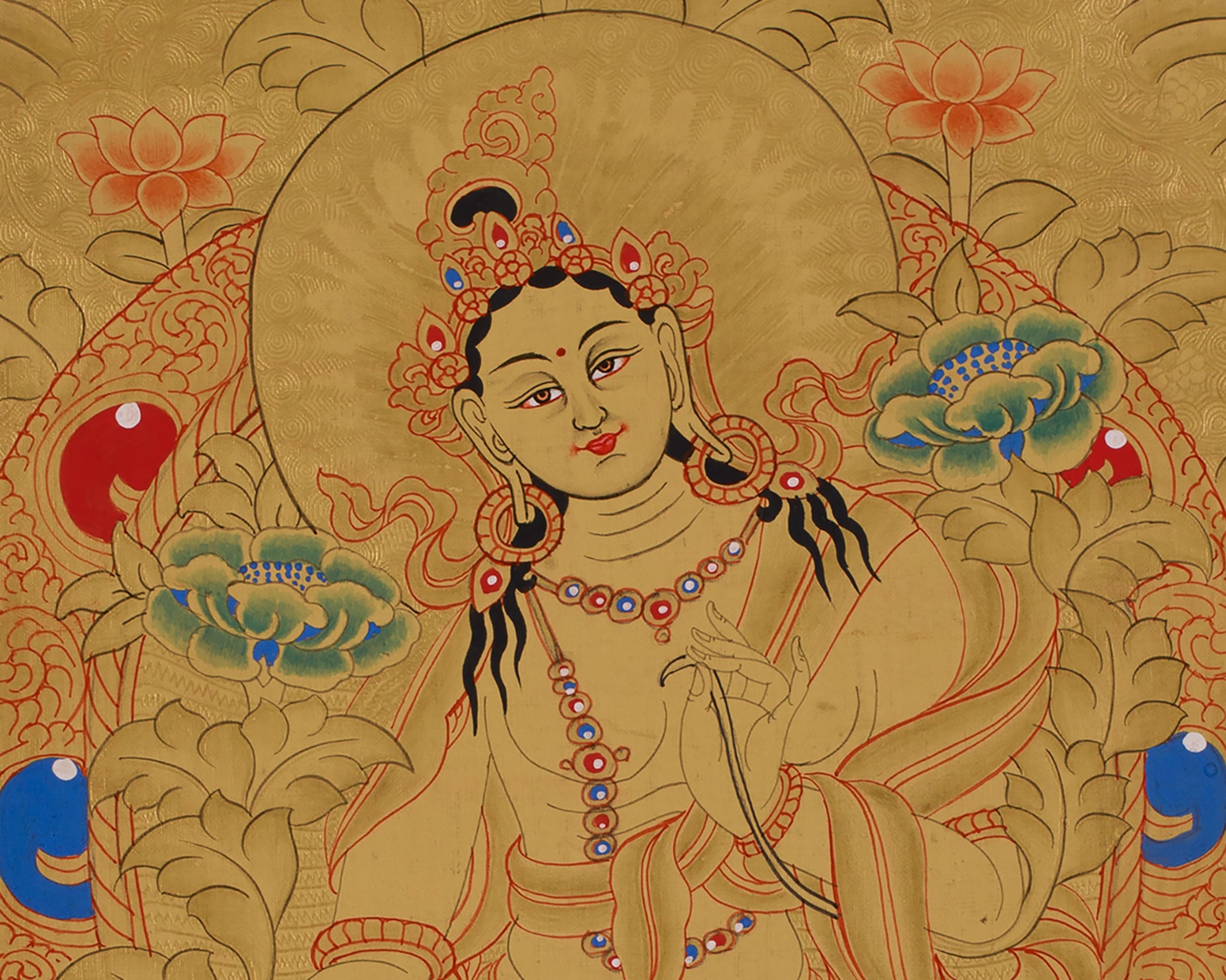Buddhist Deity Green Tara Thangka | The Goddess of Compassion and Protection