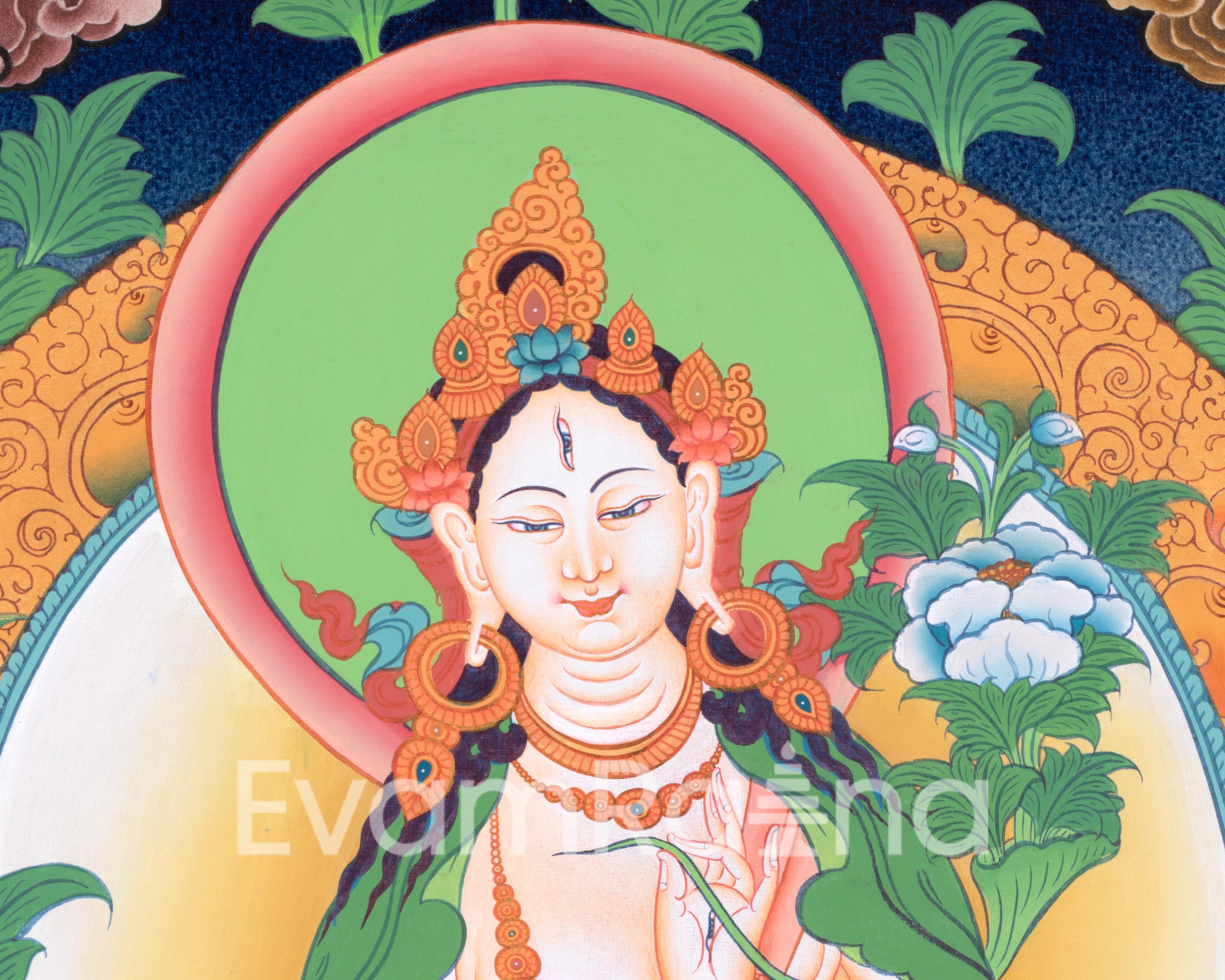 Goddess White Tara Thangka | Art For Healing and Blessings | Mother of All Buddhas