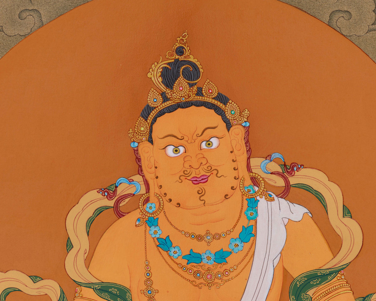 Yellow Dzambhala, God of Wealth Thangka | Divine Prosperity and Abundance