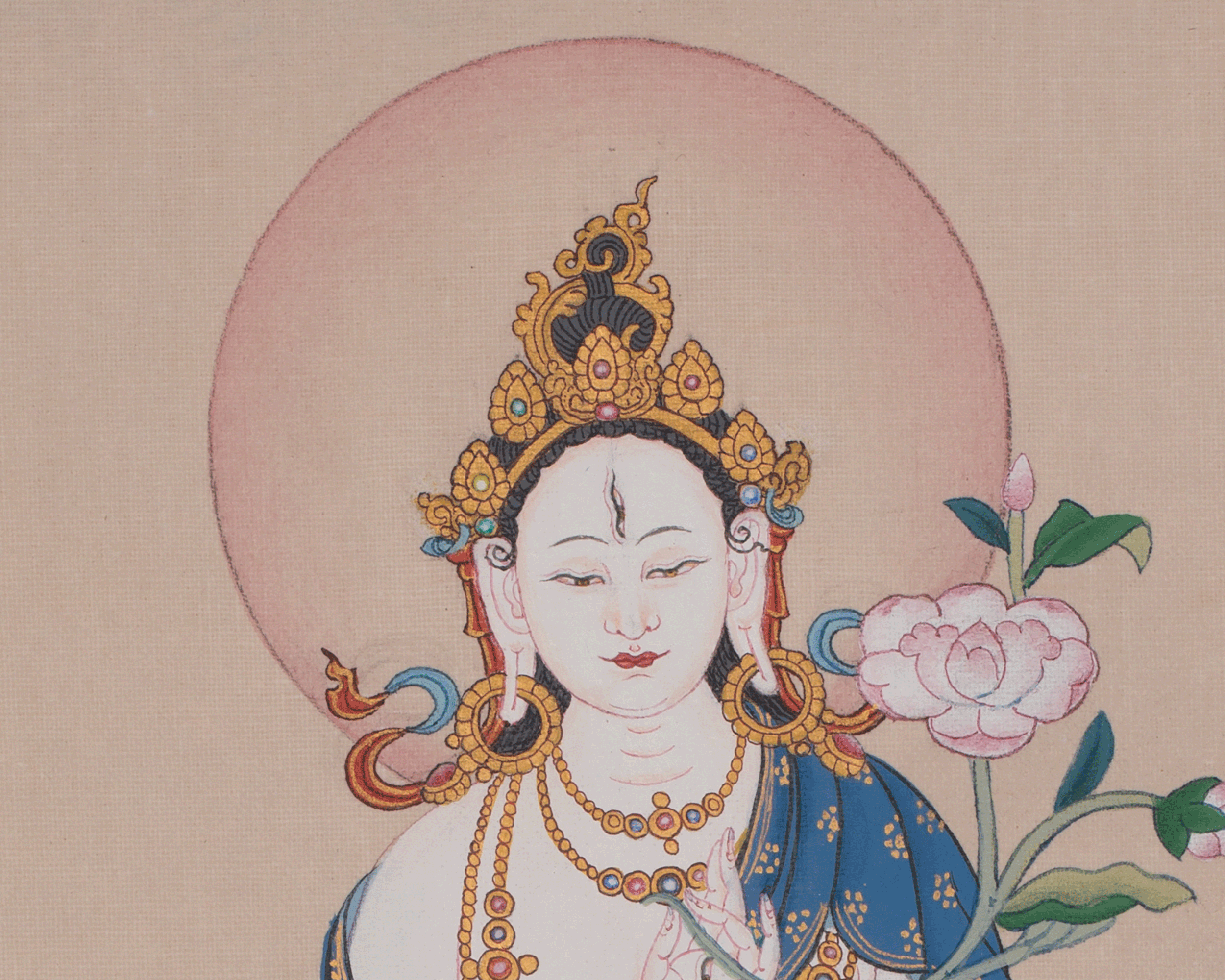 White Tara Compassion Deity Art | Revered Female Buddha in Tibetan Buddhism | Sita Tara