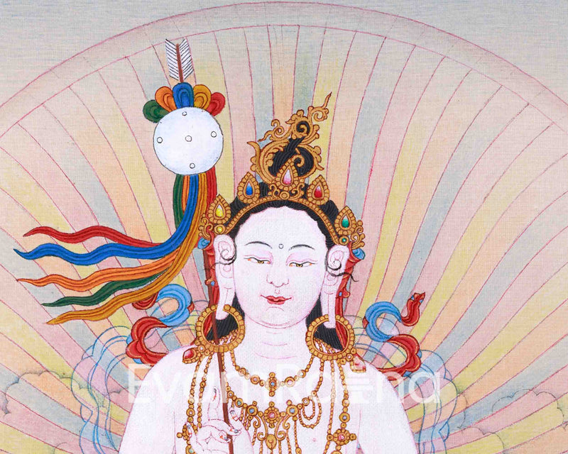 Radiant Grace: Mandarava Thangka, Embracing Divine Feminine Wisdom