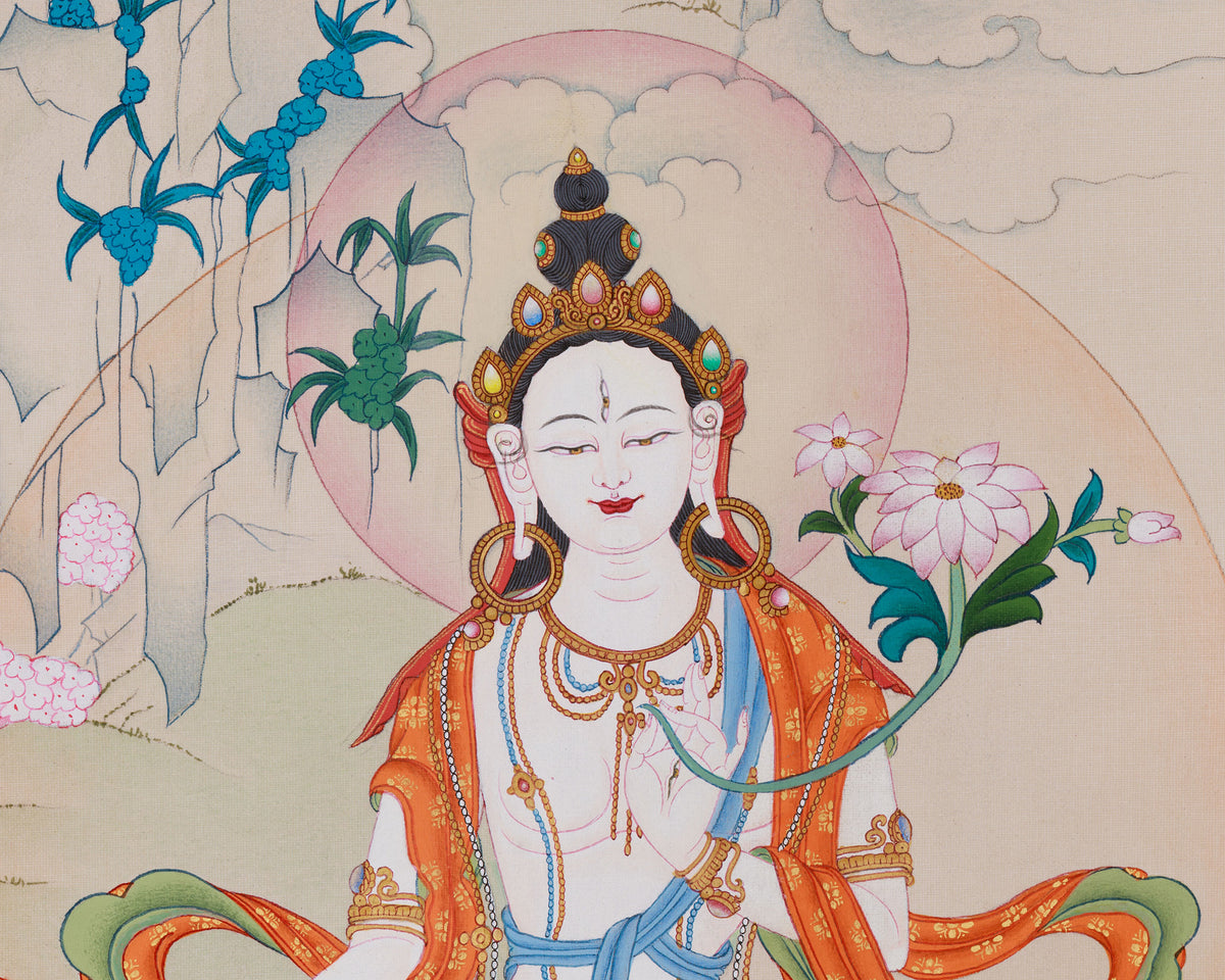 White Tara Longevity Thangka | Symbol of Healing
