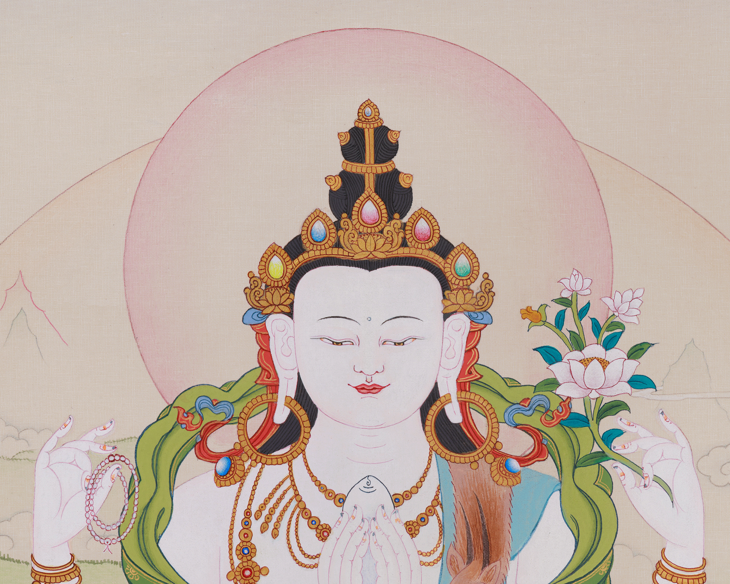 Divine Bodhisattva Chenrezig Painting | Symbol of Mercy and Protection