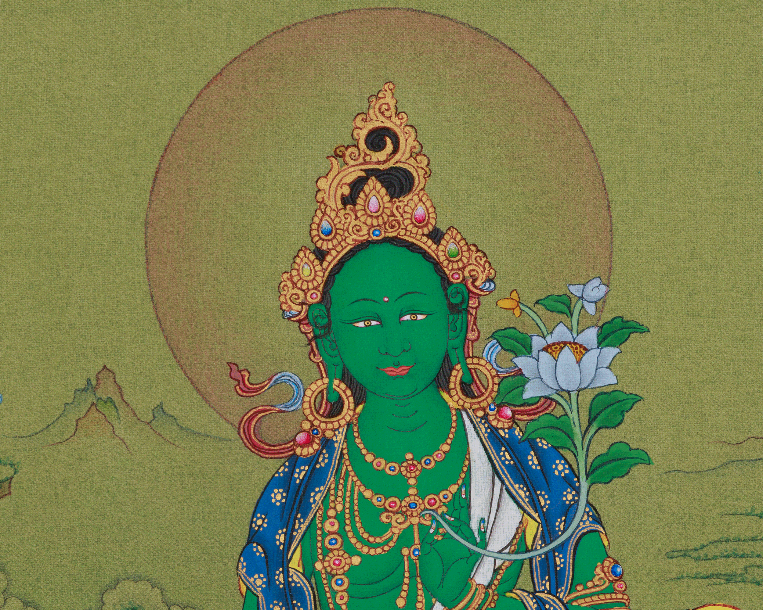 Divine Green Tara Thangka | Himalayan Goddess Art of Swift Compassion