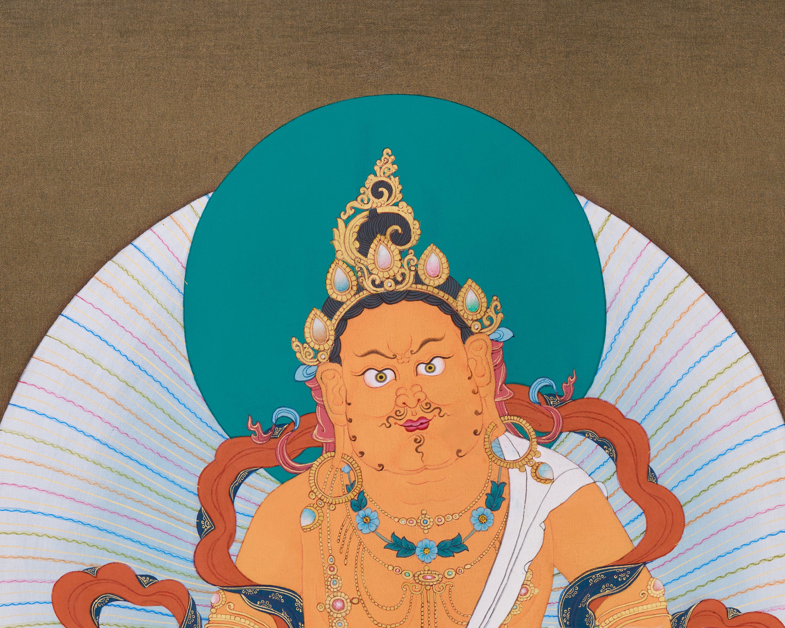 Spiritual Dzambhala Thangka | Wealth & Protection Deity in Traditional Art