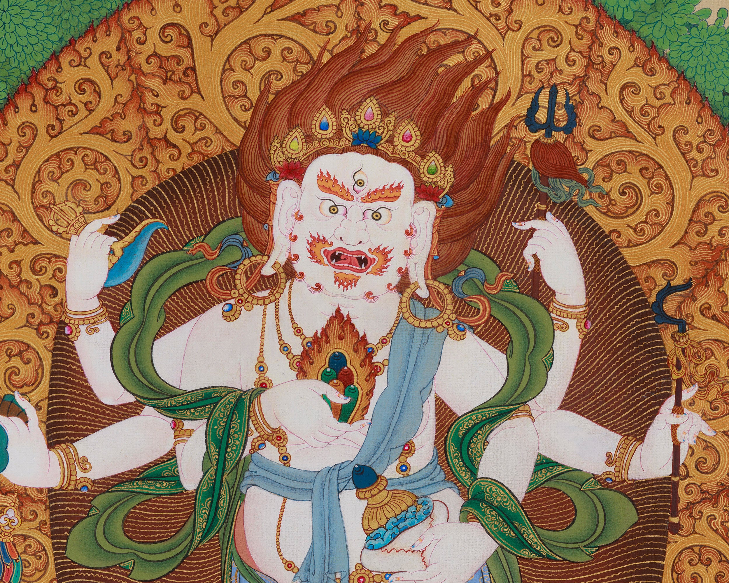 Divine Thangka of White Mahakala | Prosperity Deity
