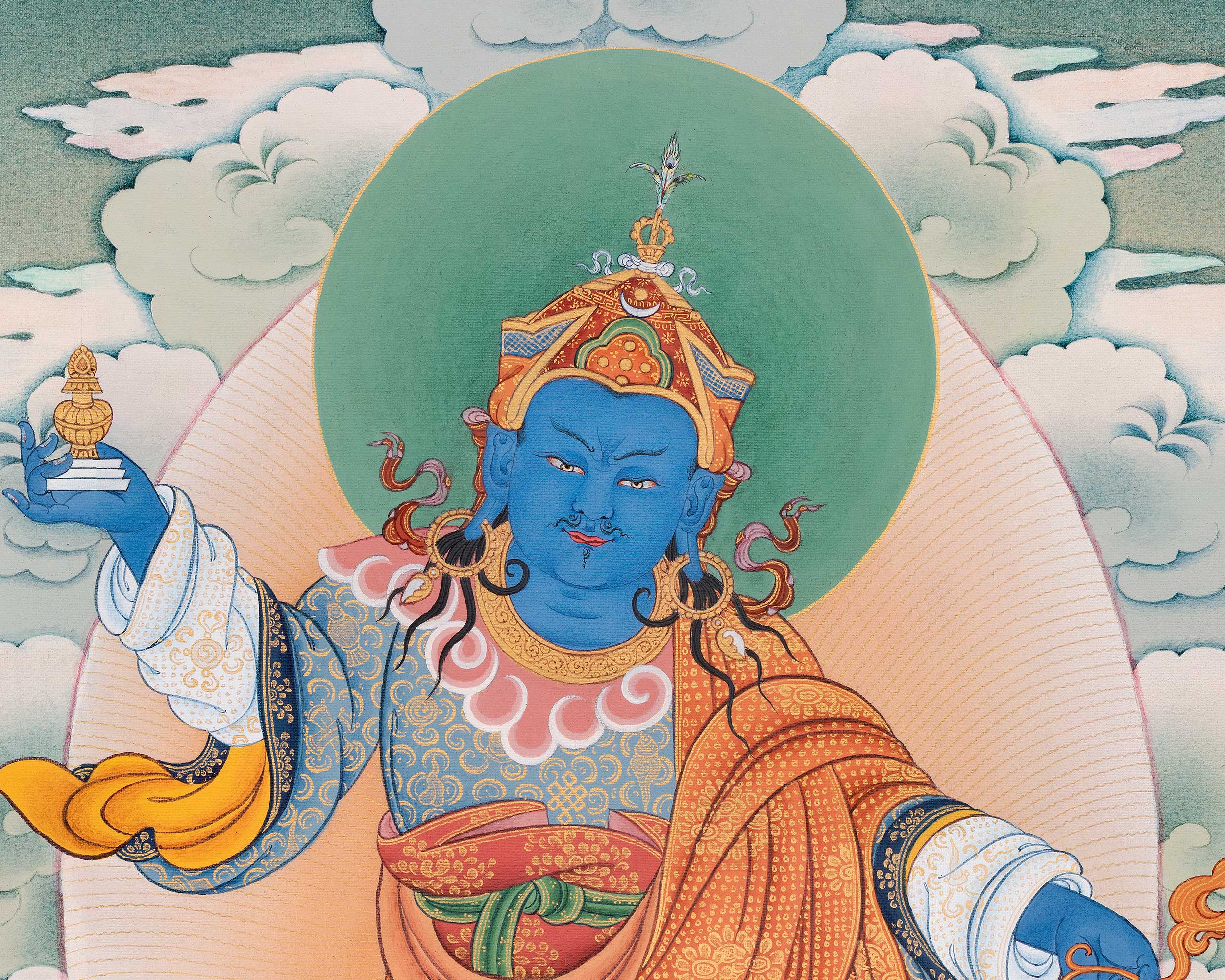 Standing Guru Orgyen Menla with Four Elements | Buddhist Healing Guru